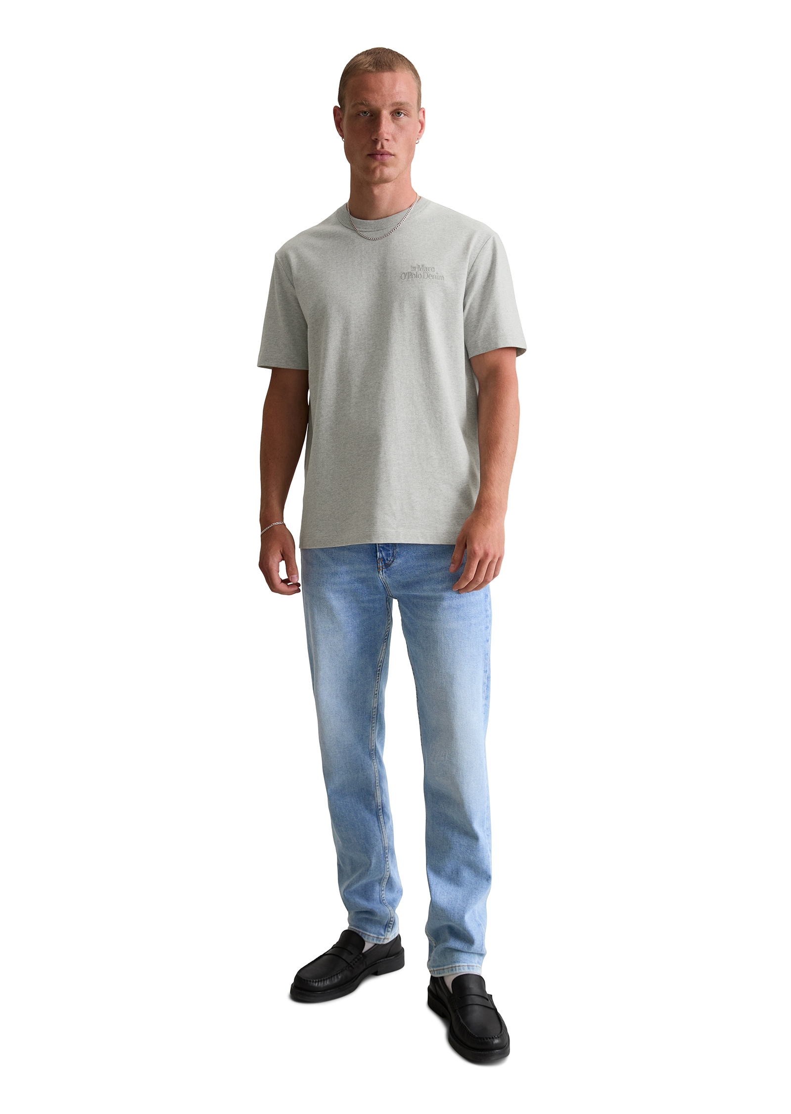 Marc O'Polo DENIM T-Shirt, relaxed, Tonale Stickerei, meliert