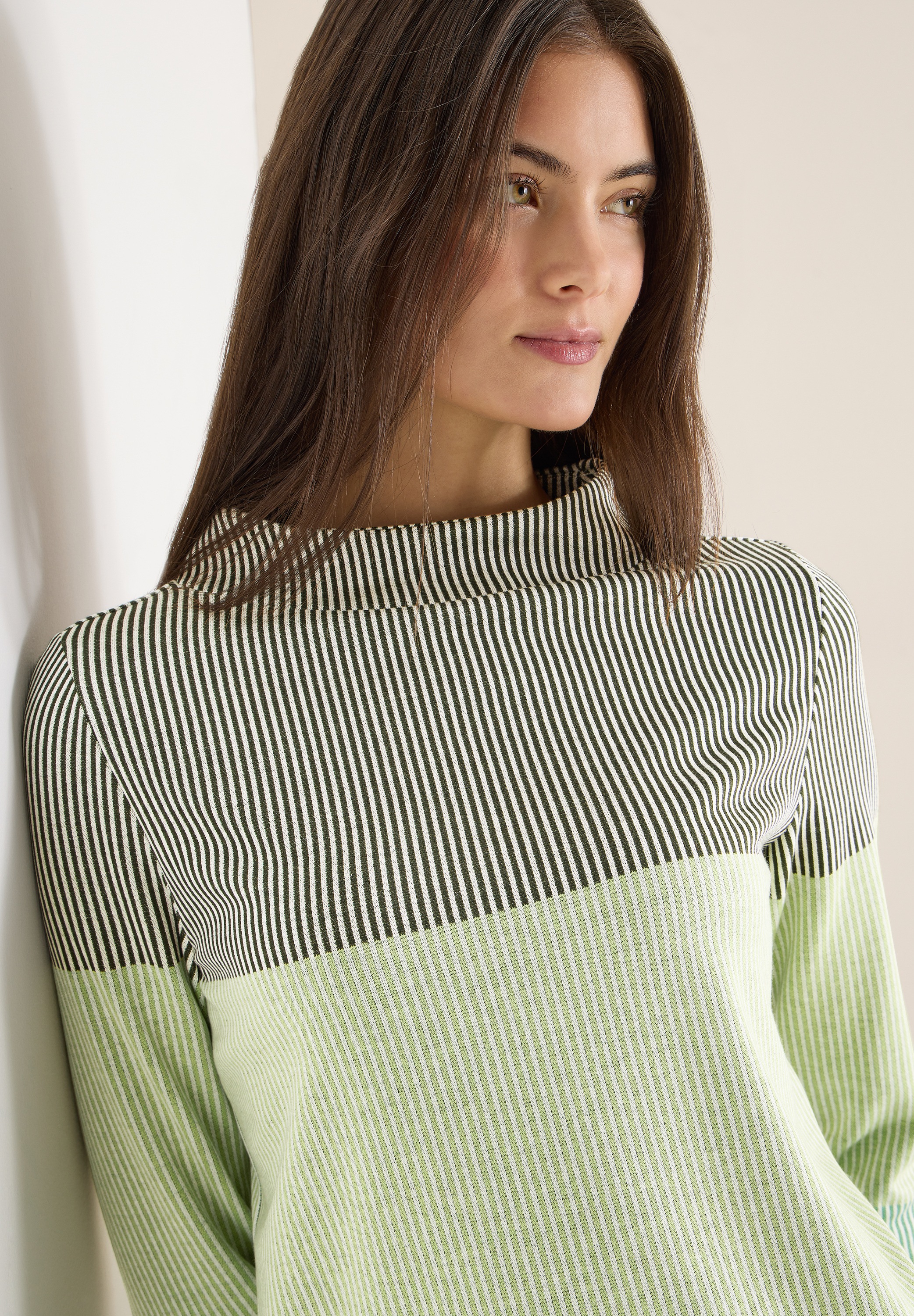 Cecil Jacquardpullover im Colorblocking-Look