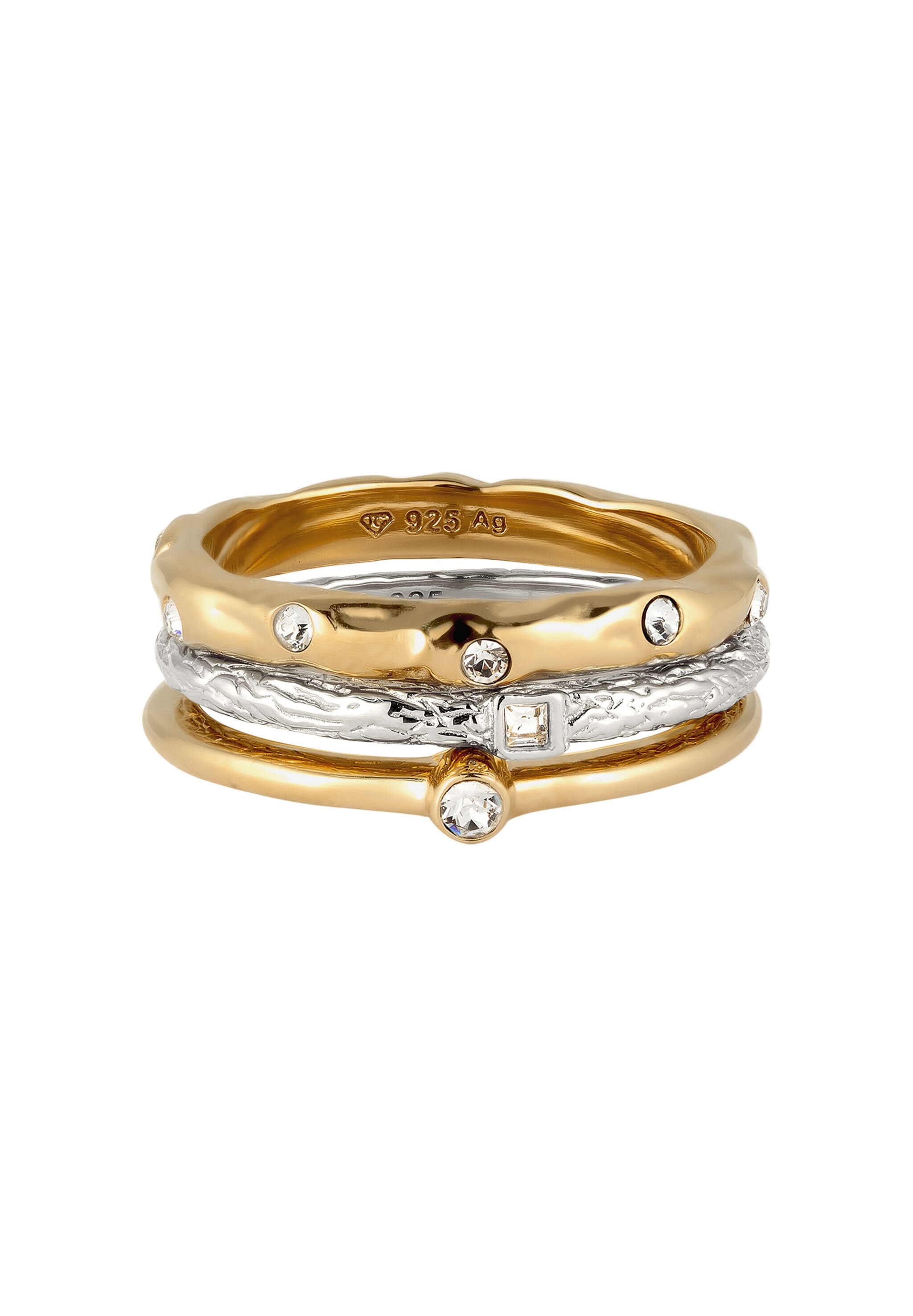 Elli Ring-Set »Ring Ringset Glas Kristalle Weiß (3 tlg.) 925 Sterling Silber«