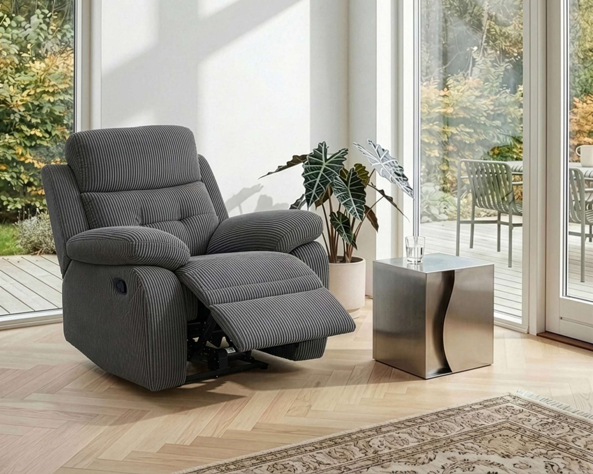 OTTO home Relaxsessel »Lannilis mit Liegefunktion, Fernsehsessel« mit manueller und elektrischer Relaxfunktion, anthrazit