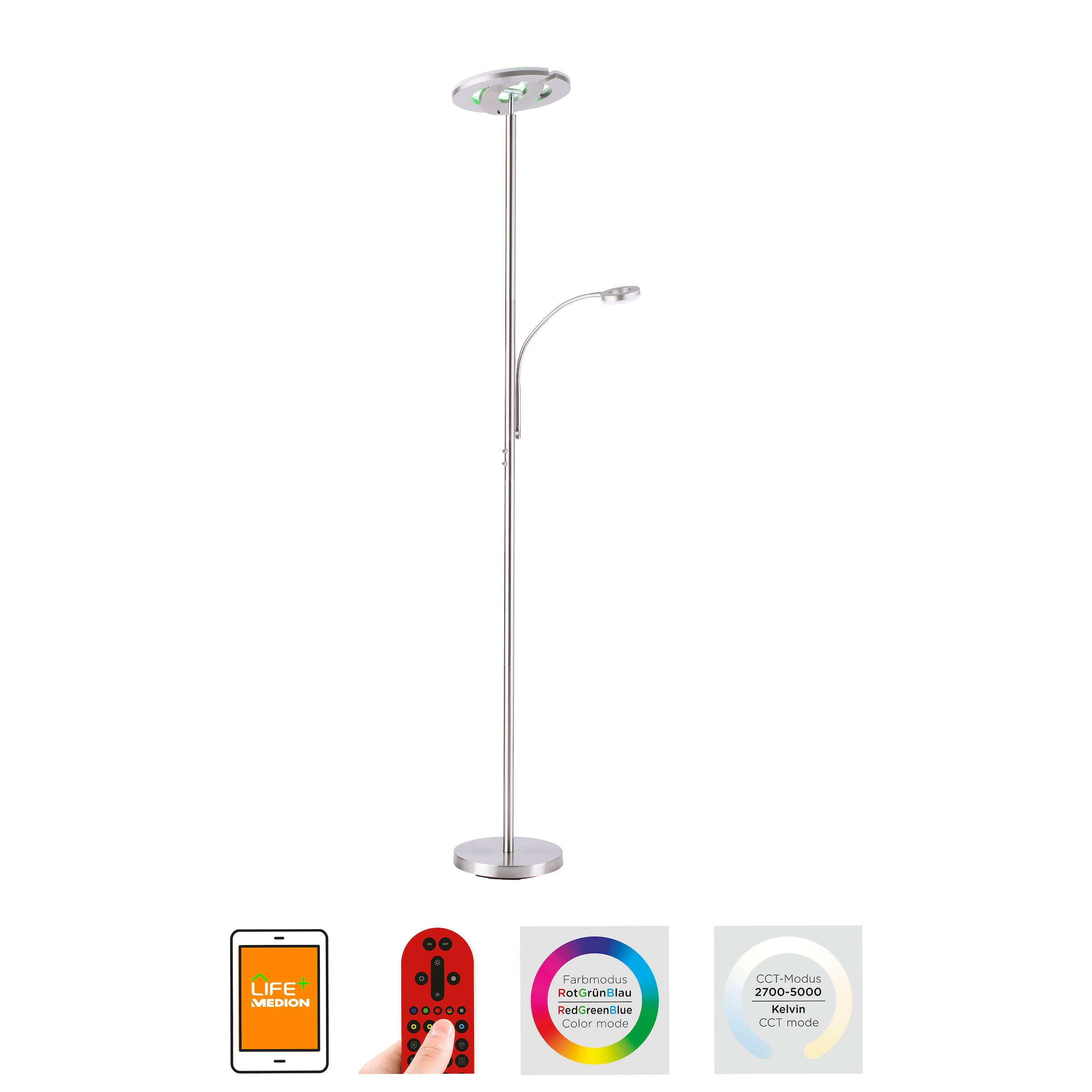 JUST LIGHT Stehlampe »Ls-ROCCO«, im RGB+tunable Fernbedienung, inkl., Shop Smarthome white, fähig flammig-flammig, Online bestellen Infrarot 2 OTTO