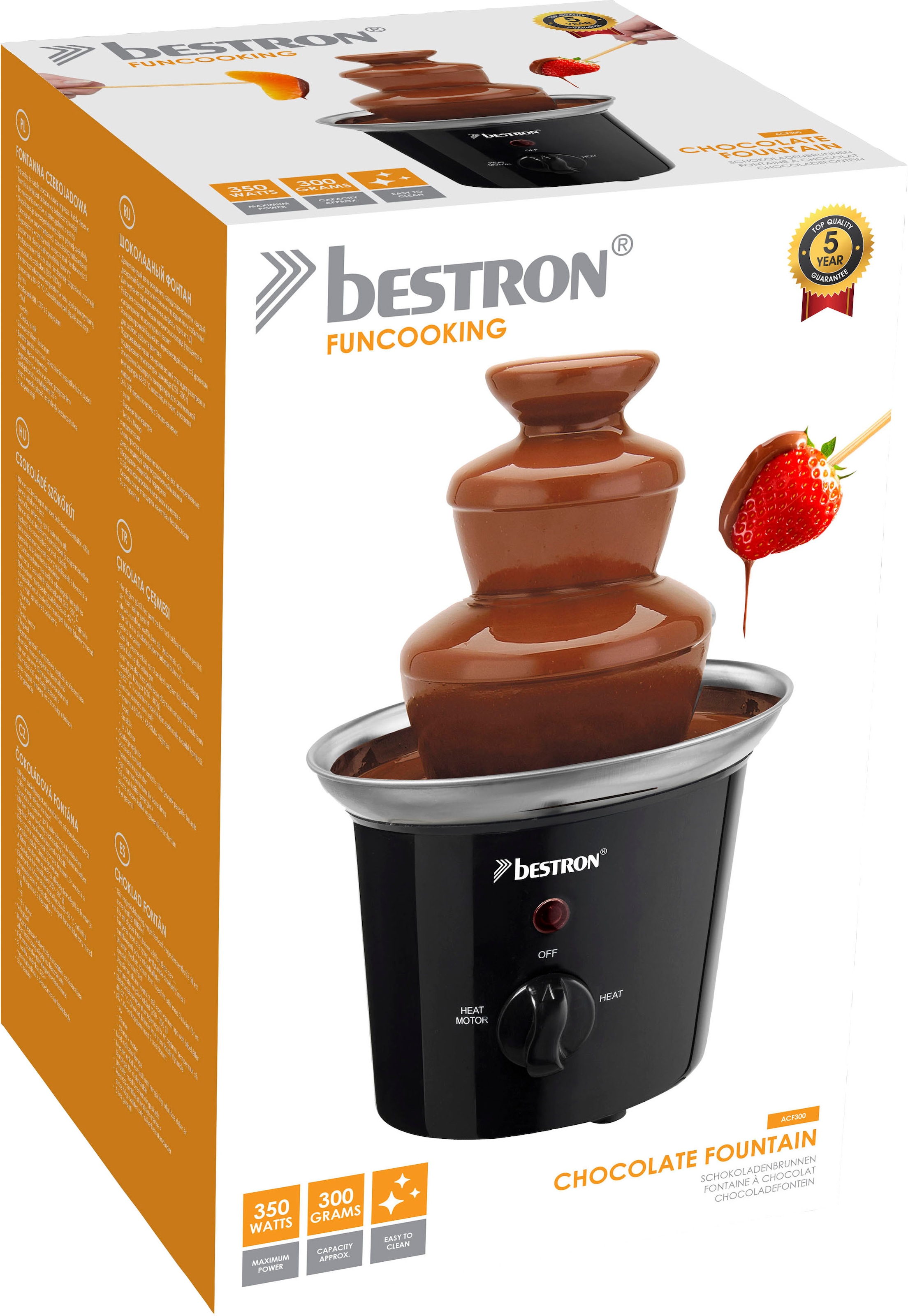 bestron Schokoladenbrunnen »ACF300 Funcooking«, mit 3 Etagen, 60 Watt,  Schwarz/Edelstahl online kaufen - OTTO