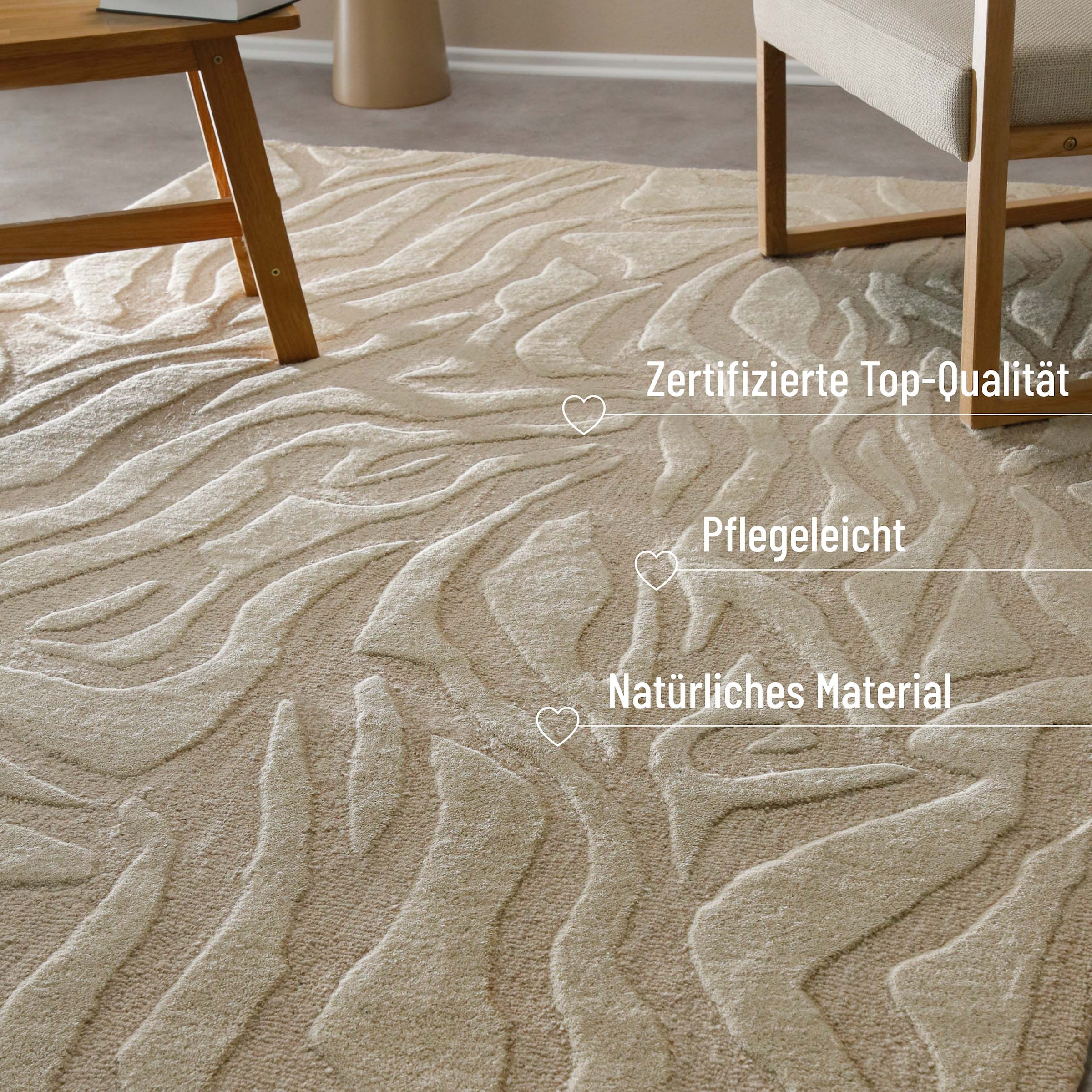 Wecon home Teppich »Lior« rechteckig 10 mm Höhe Wollteppich, abstrakt, hochwertig, handgetuftet, robust, modern