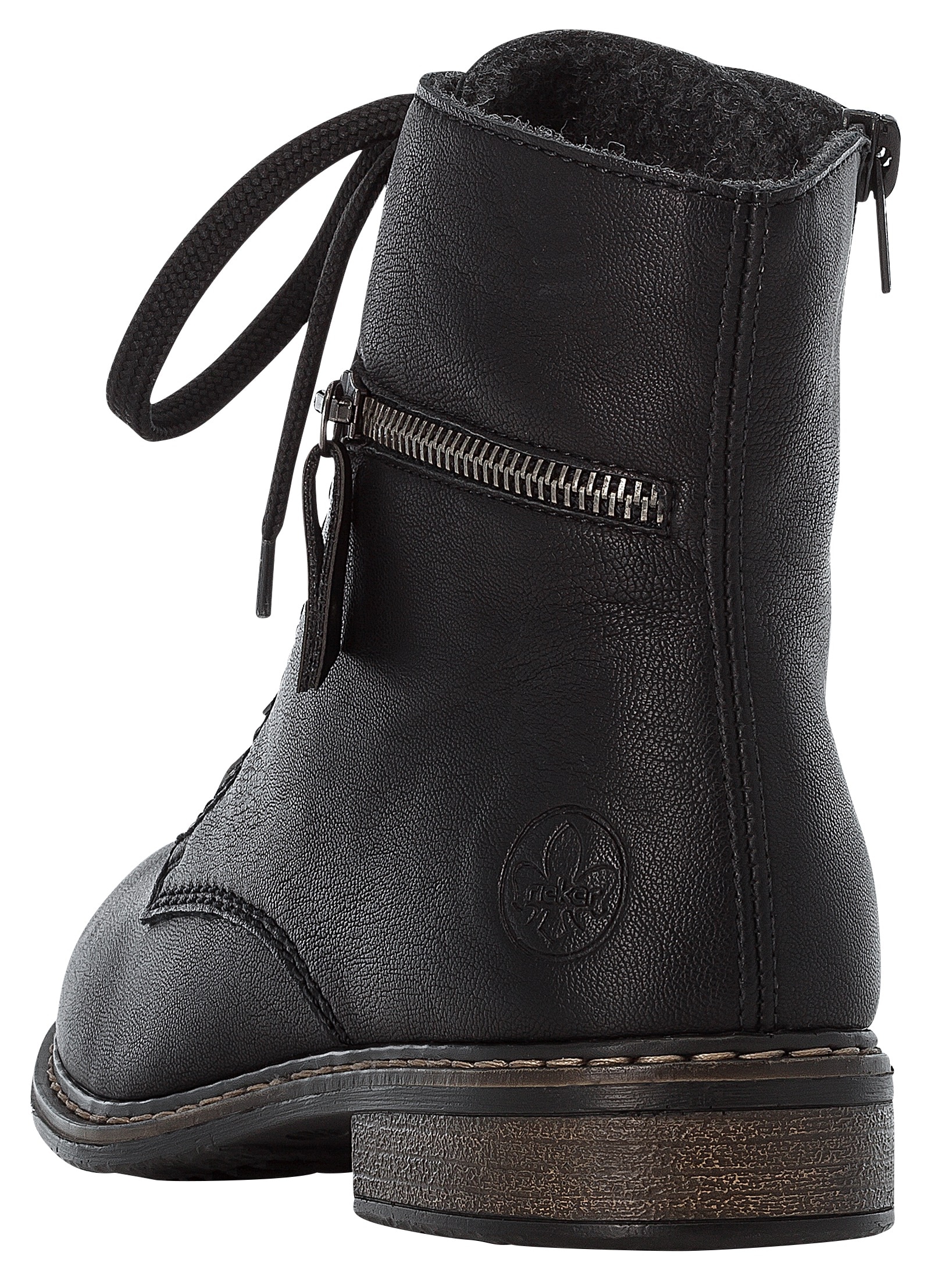 Rieker Schnürboots, Schnürstiefelette, Blockabsatz, mit Zierreißverschluss außen