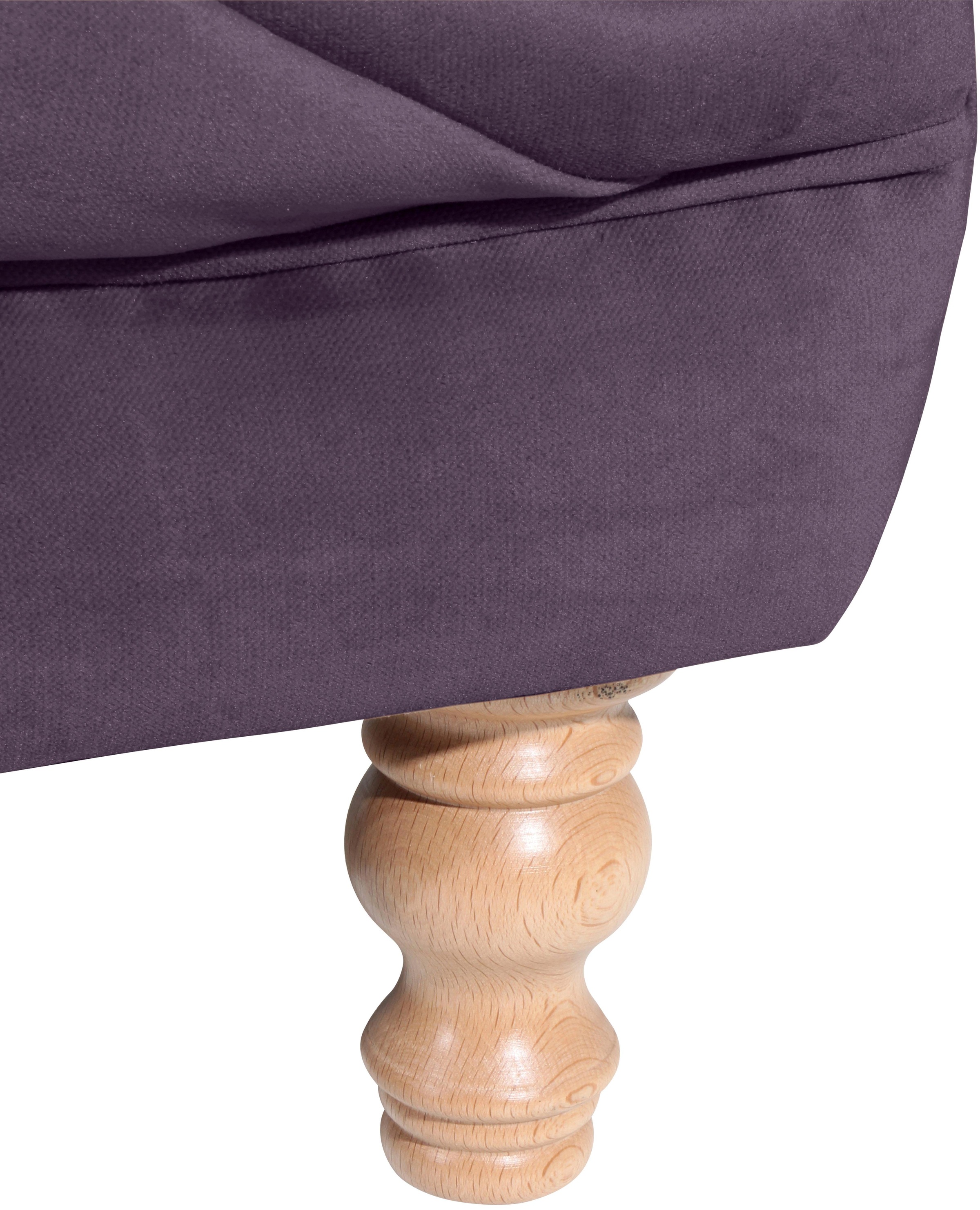 Max Winzer® Loveseat »Isabelle, Loungesessel«, mit Knopfheftung & gedrechselten Füßen in Buche natur, Breite 167 cm