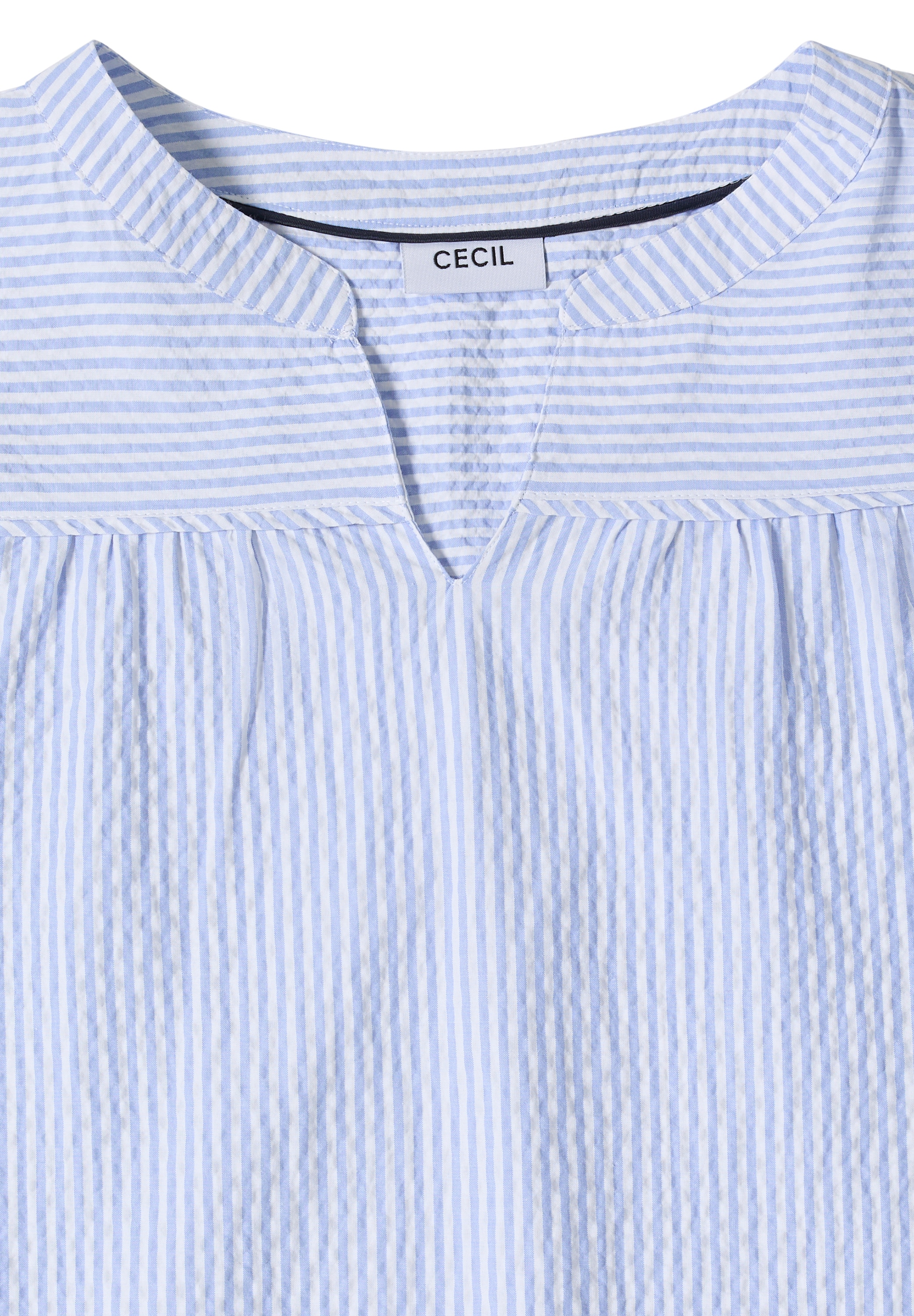 Cecil Hemdbluse 3/4-Arm-Bluse in Seersucker Qualität und Streifen-Optik