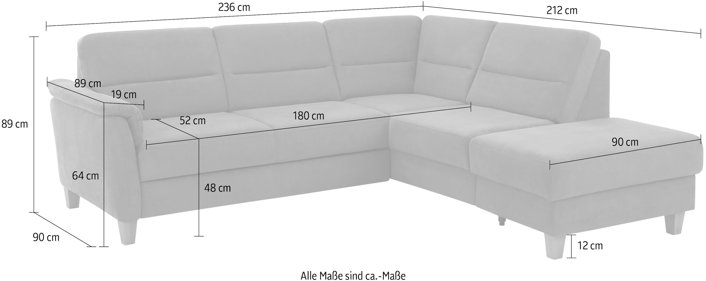 Home affaire Ecksofa »Palmera L-Form«, Federkern, wahlweise mit Bettfunktion und mit/ohne Stauraum