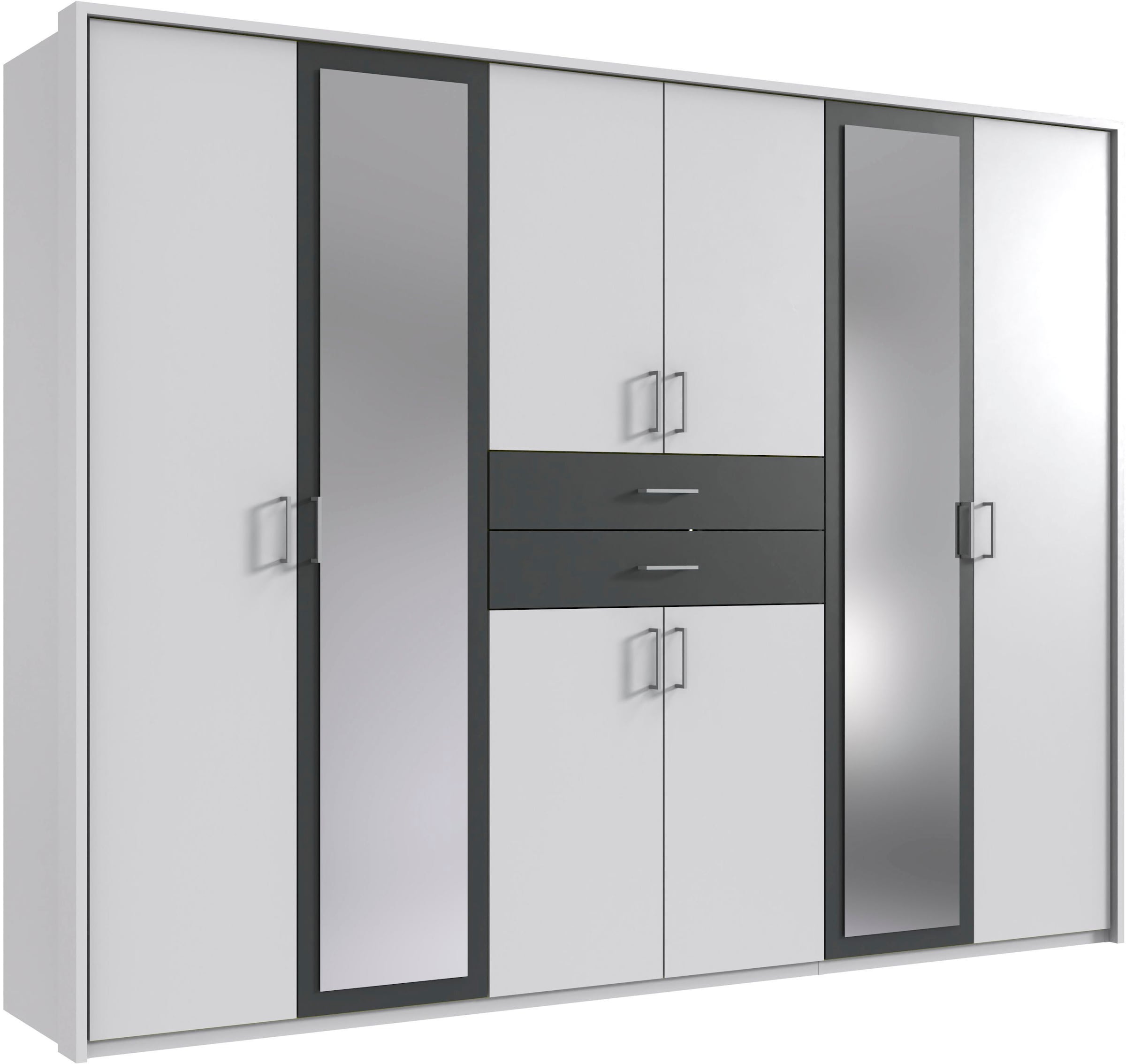 Wimex Kleiderschrank »Diver Drehtürenschrank mit Spiegel in weiß, Größe B/H/T: 270 cm x 207 cm x 58 cm