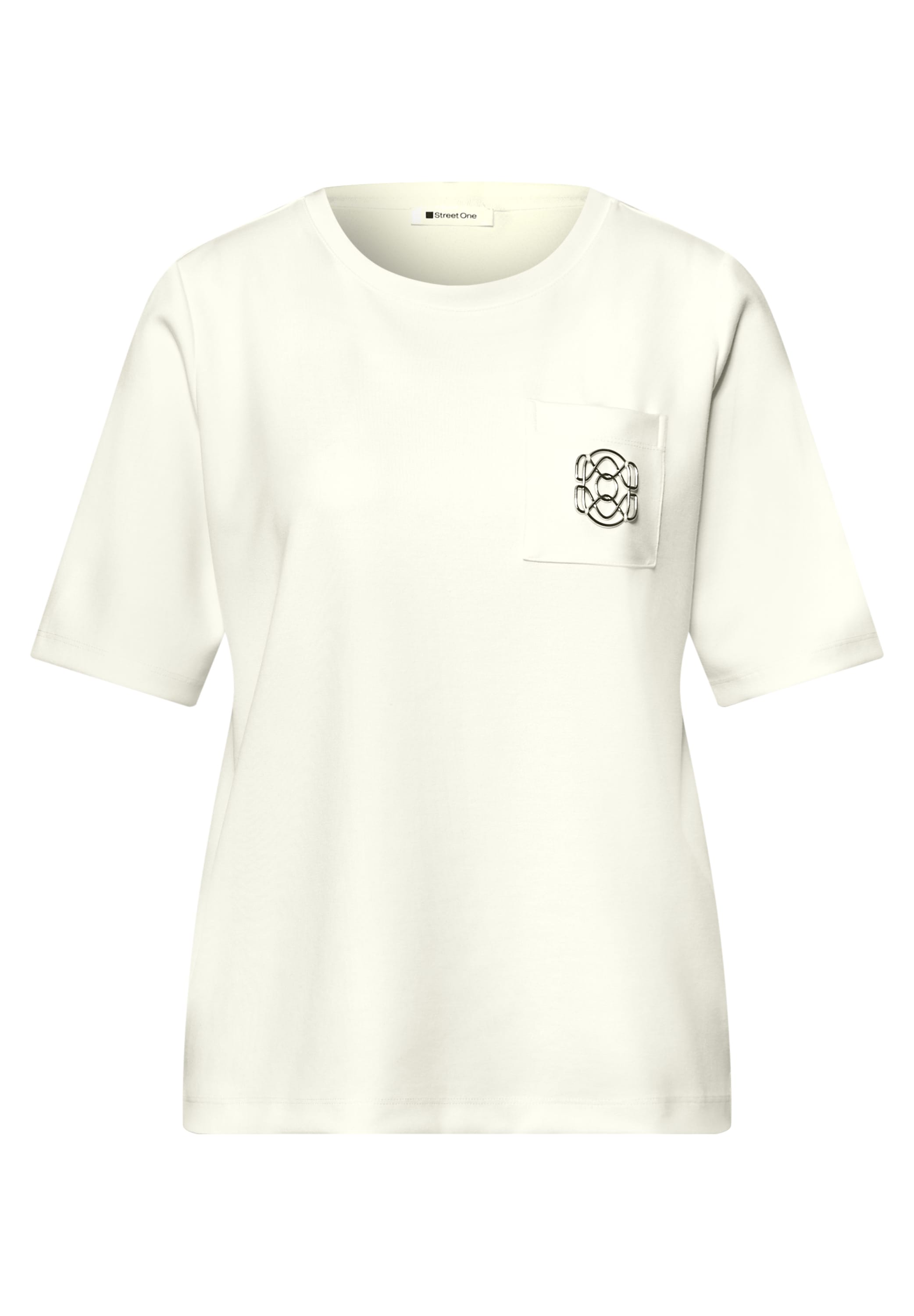 STREET ONE Kurzarmshirt Sommershirt mit Rundhals und Deko-Detail