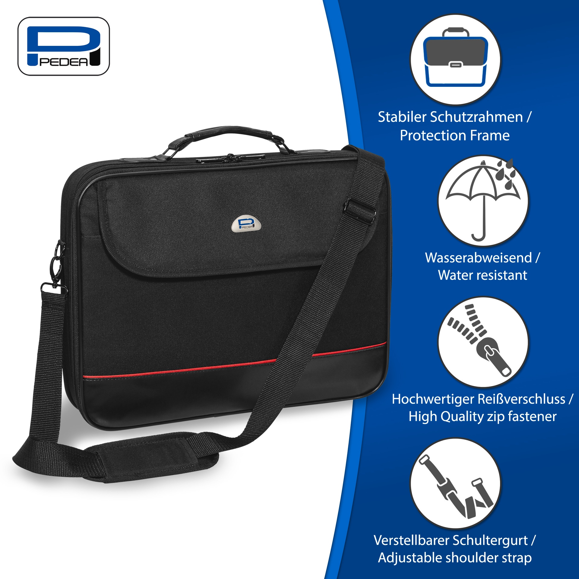 PEDEA Laptoptasche »Notebooktasche TRENDLINE 17,3 (43,9cm) + Maus«, (Set, 2 tlg., bestehend aus Notebooktasche und kabelloser Maus), Set Umhängetasche mit Schultergurt