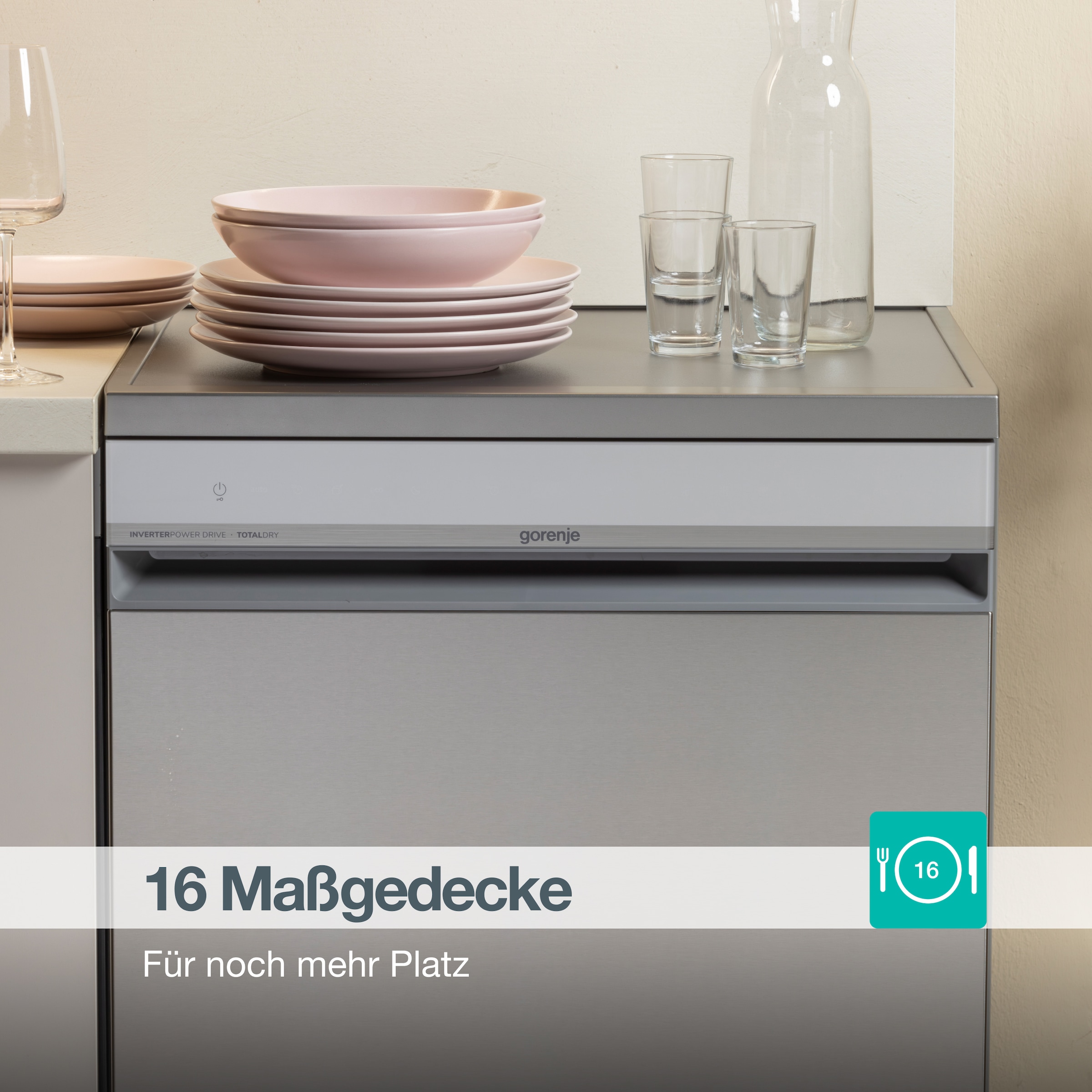 GORENJE Standgeschirrspüler »GS673A96X« 9,4 l 16 Maßgedecke TotalDry - automatische Türöffnung