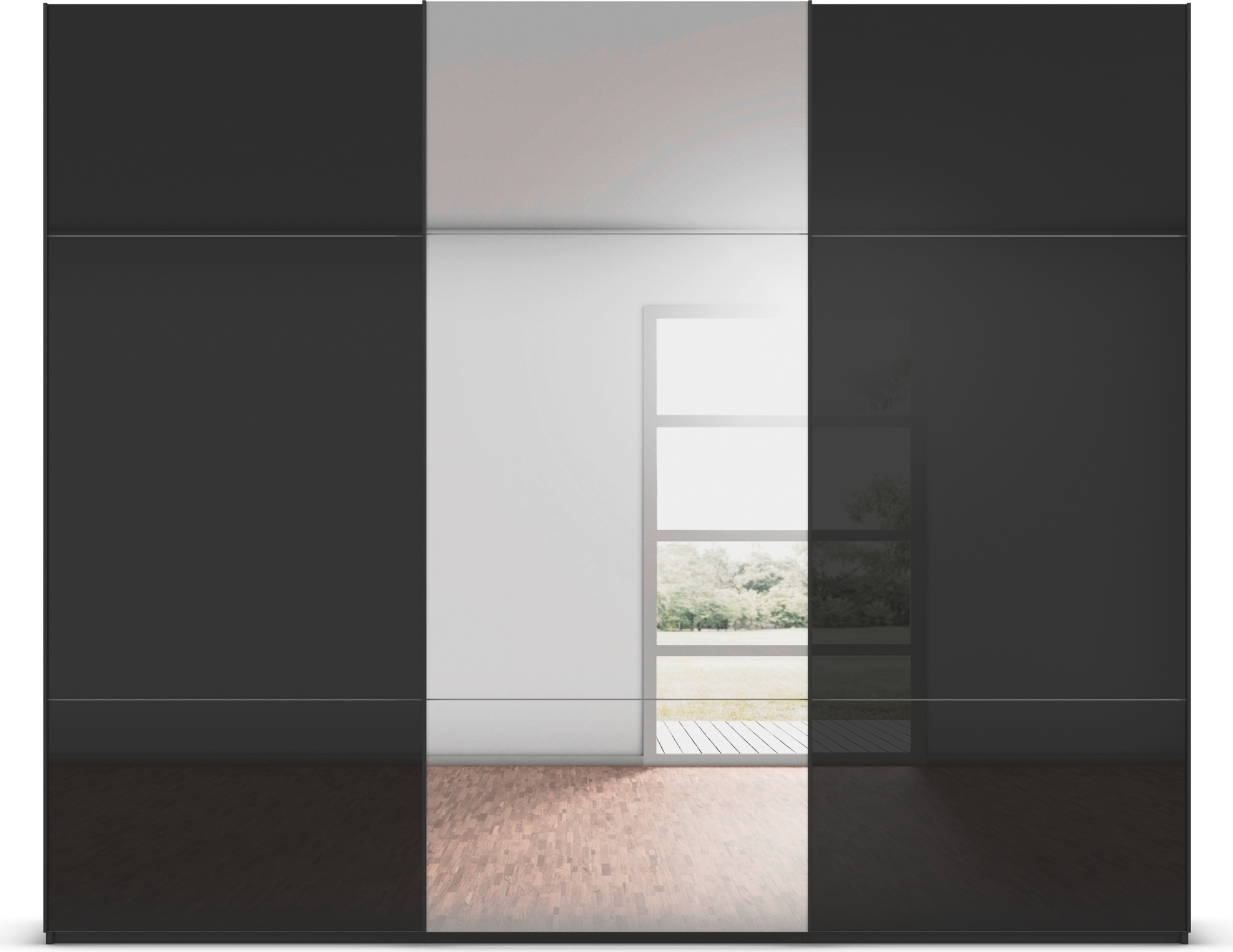rauch Schwebetürenschrank »Kleiderschrank Schrank Garderobe Schlafzimmerschrank CONTIDO«, (in 3 verschiedenen Ausstattungen BASIC/CLASSIC/PREMIUM), aus hochwertigem Material in 6 Breiten 2 Griff-Farben MADE IN GERMANY