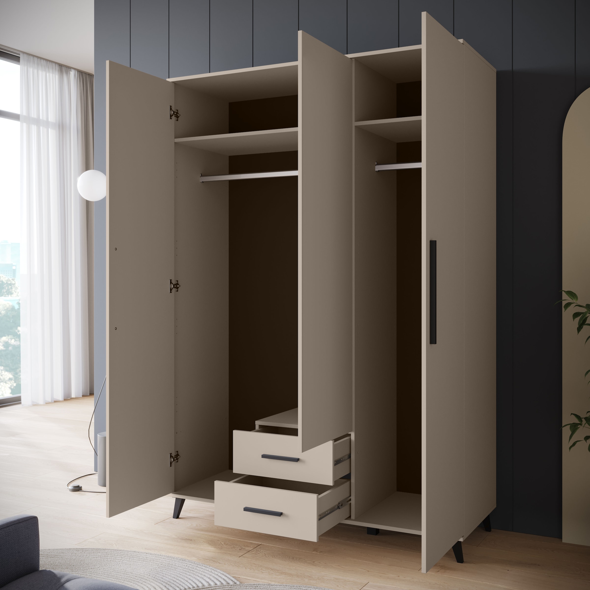INOSIGN Kleiderschrank »Lagos, Garderobe«, (1 St.), Moderner Drehtürenschrank, FSC-zertifiziert, Schlafzimmerschrank