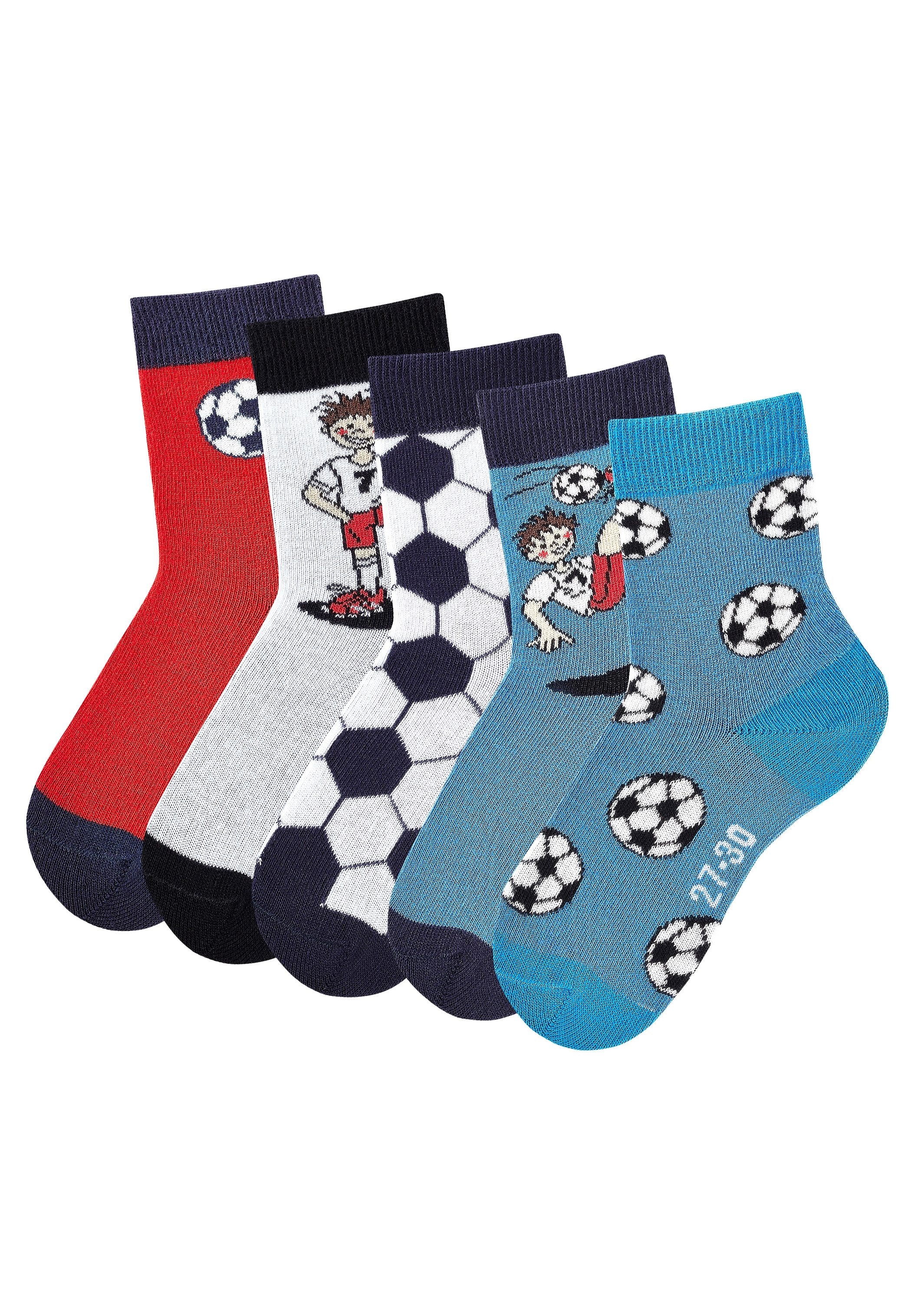 Socken, (Packung, 5 Paar), mit Fußballmotiven