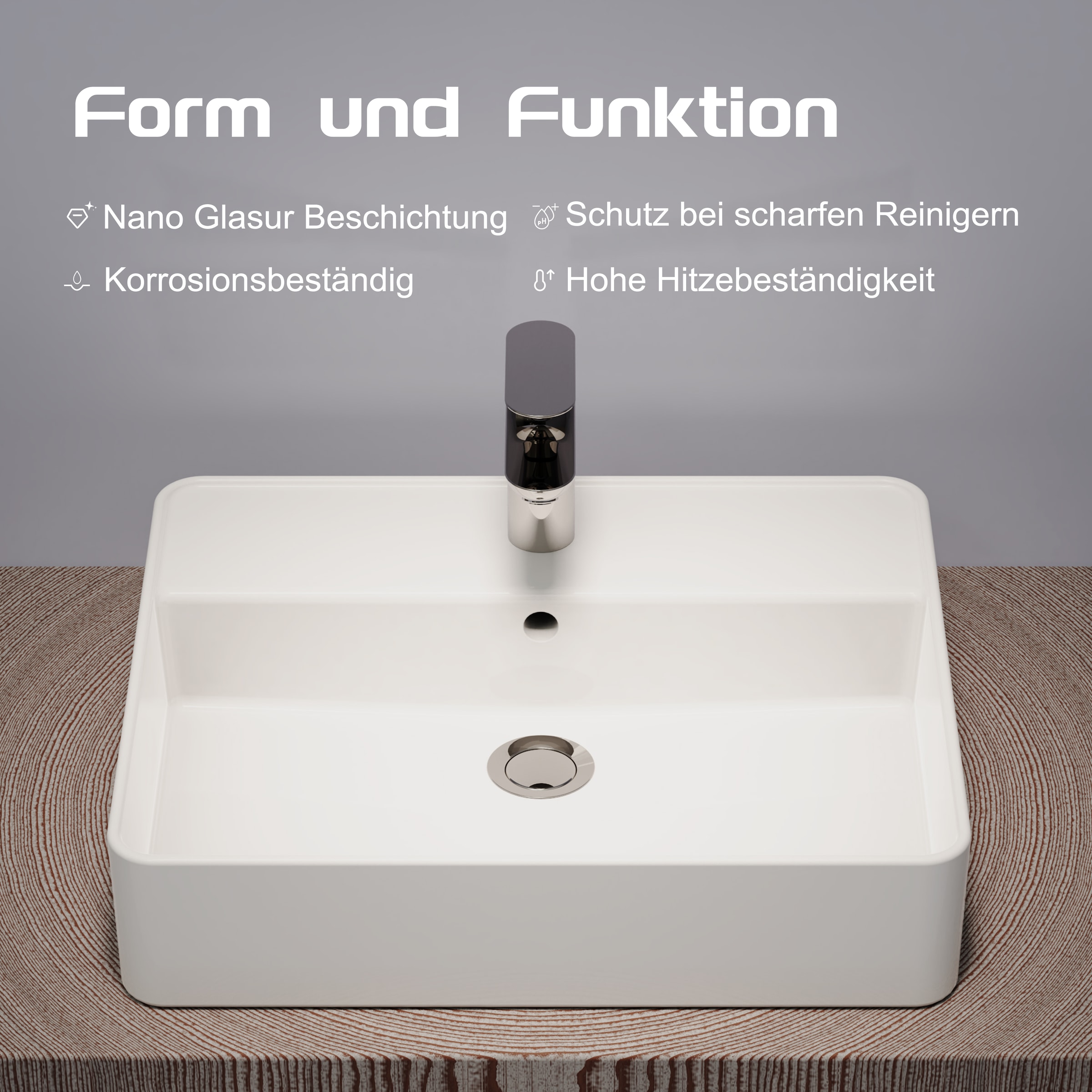 welltime Aufsatzwaschbecken NANO Glasur