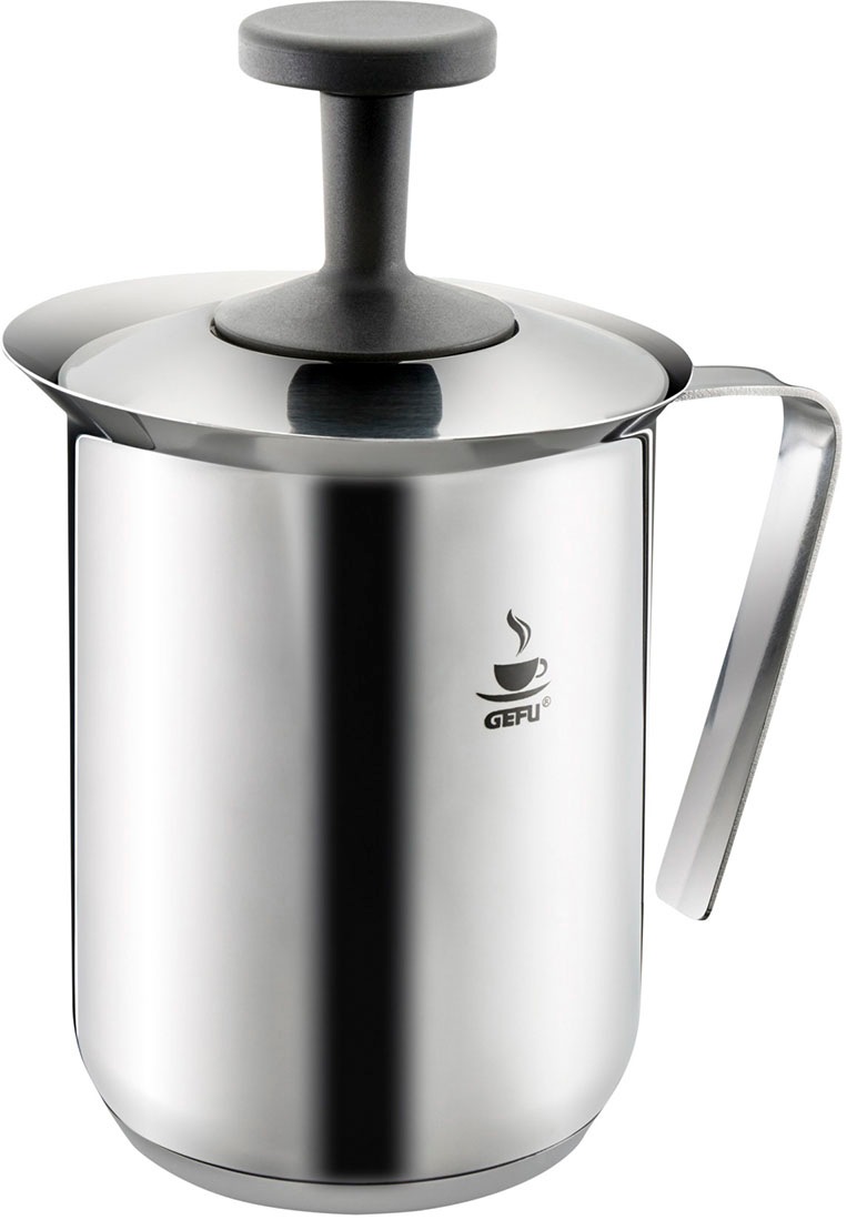Gefu Milchaufschäumer »RICCARDO« manuelles Aufschäumsystem doppelter Siebeinsatz, ohne Strom, Edelstahl in silberfarben