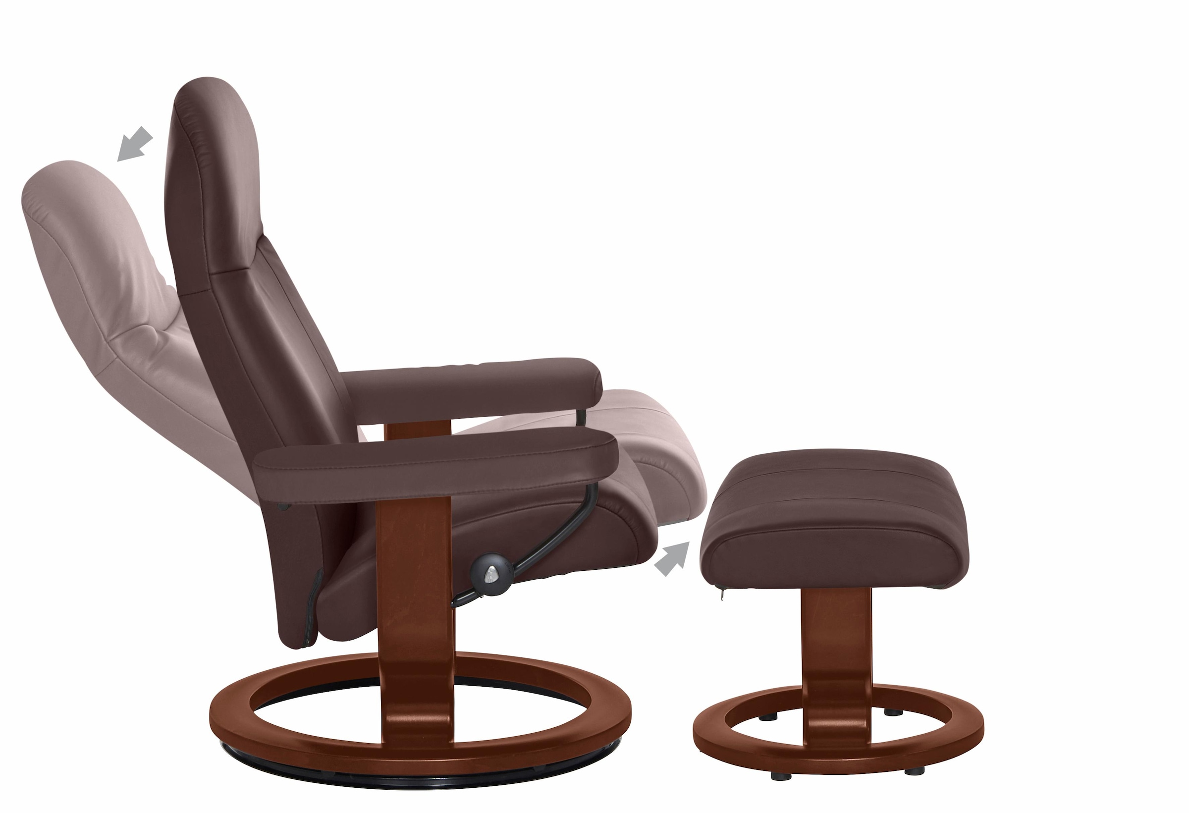 Stressless® Relaxsessel »Garda«, (Set, Relaxsessel mit Hocker), mit Hocker, mit Classic Base, Größe M, Gestell Braun