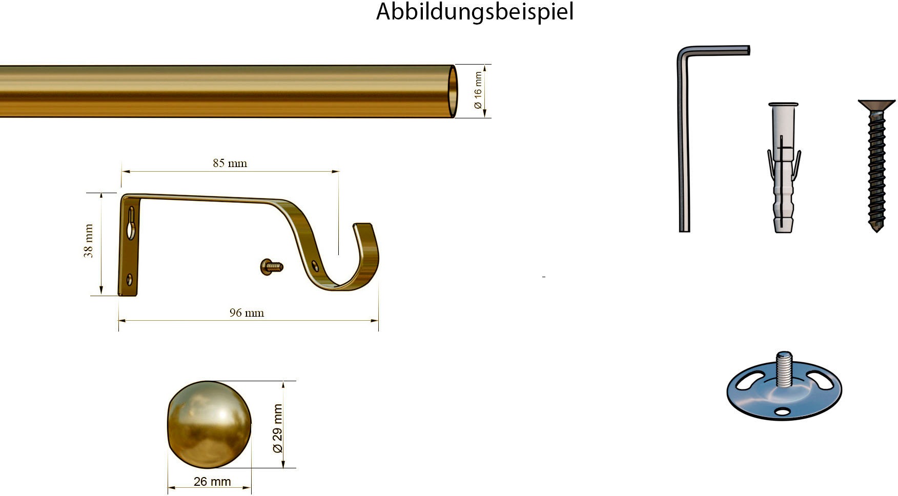 indeko Gardinenstange »Sevilla« Ø 16 mm 1 läufig-läufig Wunschmaßlänge