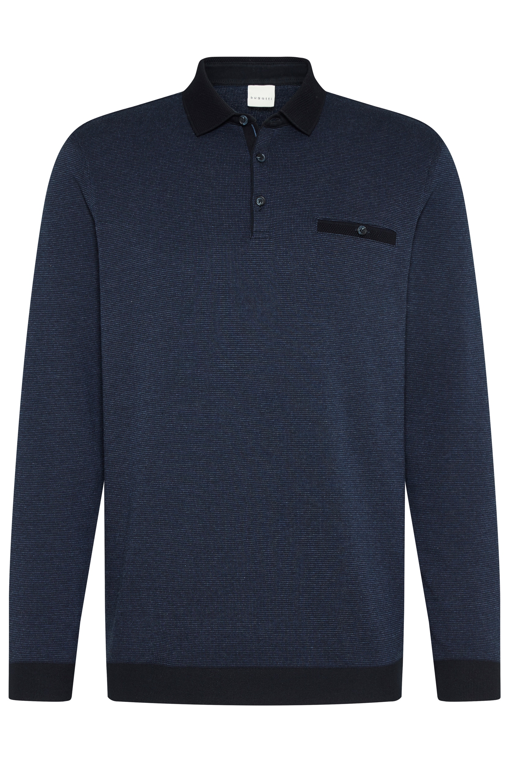 bugatti Langarm-Poloshirt, in 2-tone-Optik