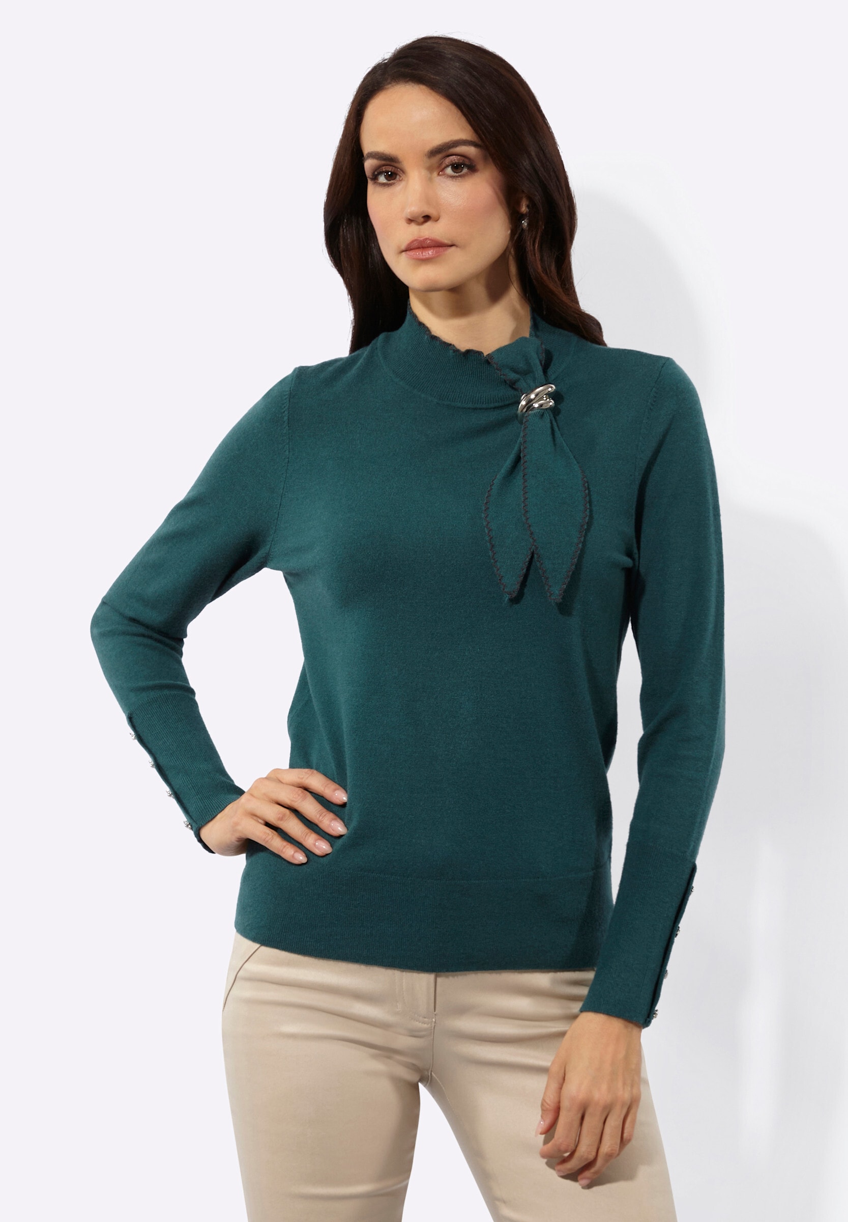 creation L Strickpullover »Modal-Mix-Pullover Stehkragenpullover mit modischer Schluppe«