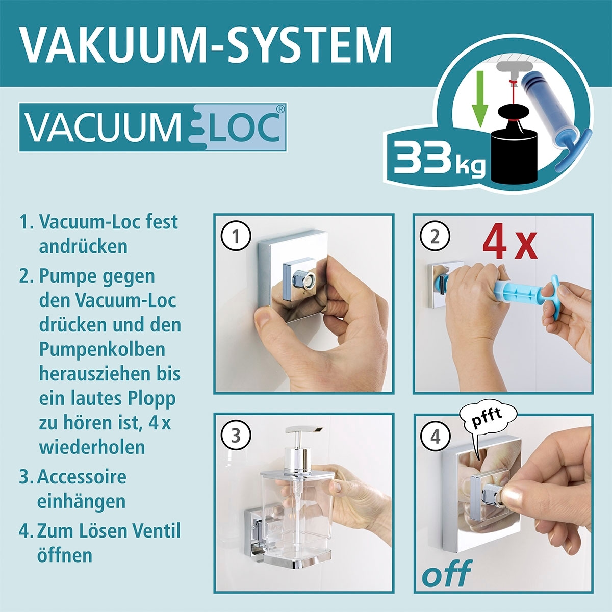 WENKO Wandregal »Vacuum-Loc Quadro«, 2 Etagen bestellen bei OTTO