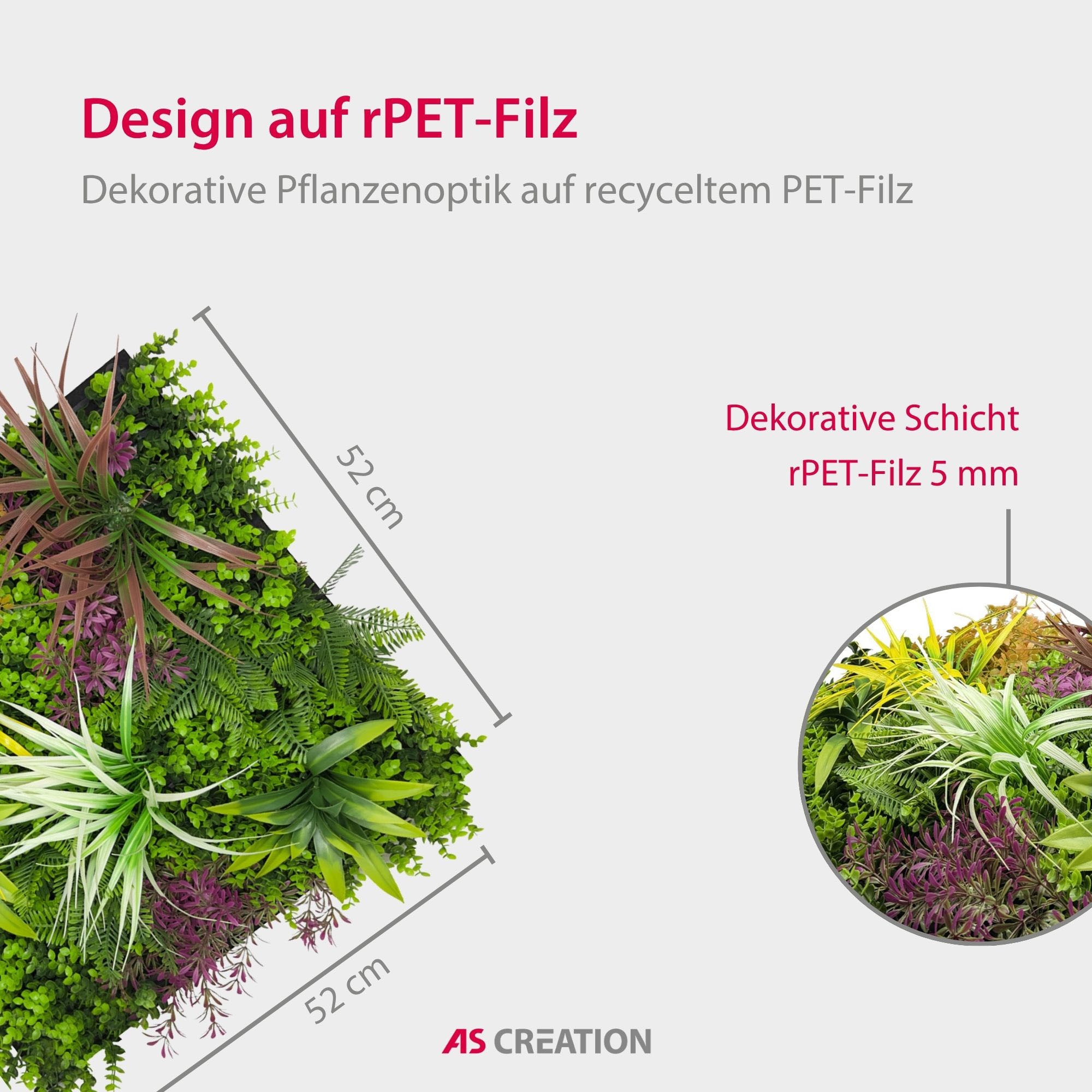 Architects Paper Wandpaneel »A.S. Création Modular Wall Wandpaneel Pflanzenoptik« 1 tlg. Kunstpflanzen auf rPET-Filz für farbstarke botanische 3D-Wände