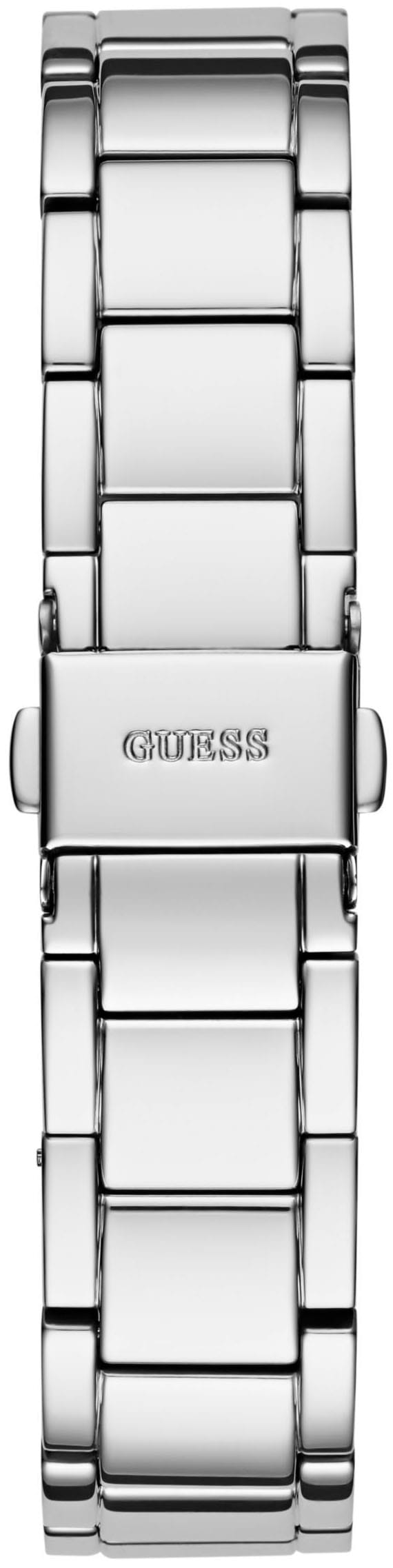 Guess Quarzuhr »SHOOTING STAR«, Armbanduhr, Damenuhr, Kristallsteine, Mineralglas, Edelstahlarmband