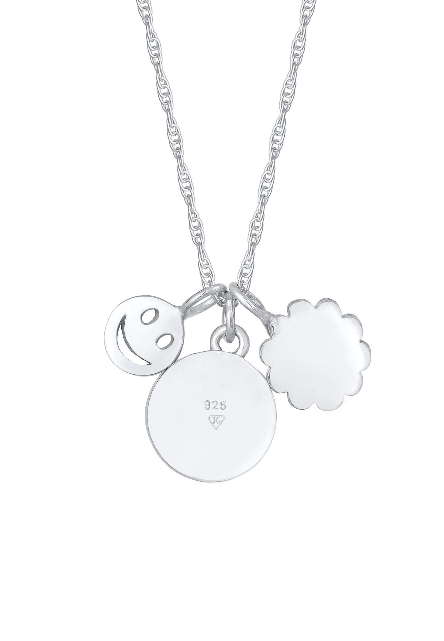 Elli Kette mit Anhänger »Halskette Blume Smiling Flower Disc Buchstabe 925 Silber«