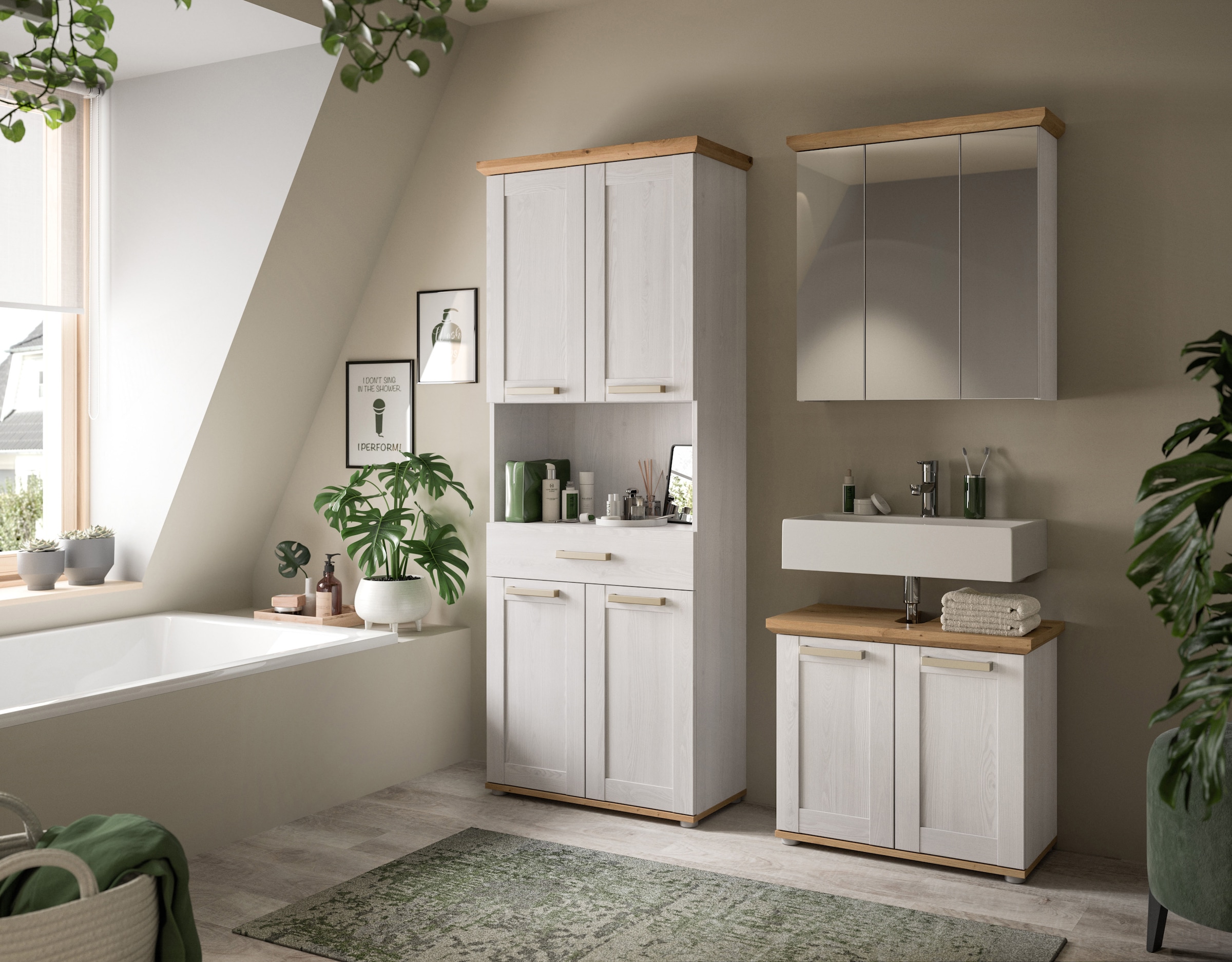 welltime Hochschrank »COSENZA« 1 Stk. tlg. Hochschrank, Bad, Badezimmerschrank