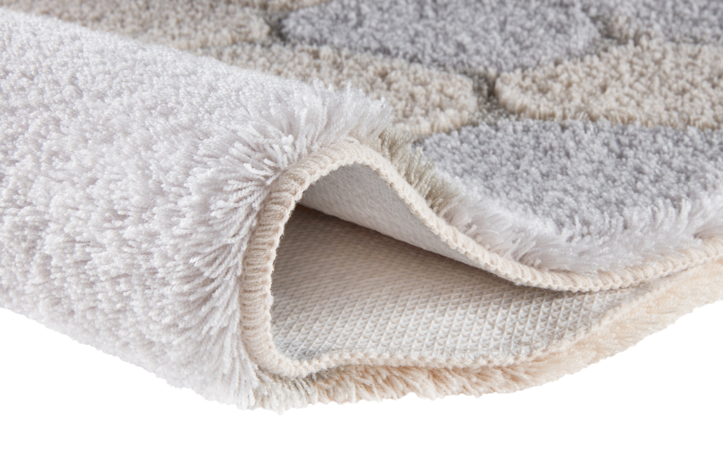 Kleine Wolke Badematte »Brick« Höhe 22 mm rutschhemmend beschichtet Zweifarbiger Stein-Look in Creme & Grau mit geschwungenen Formen