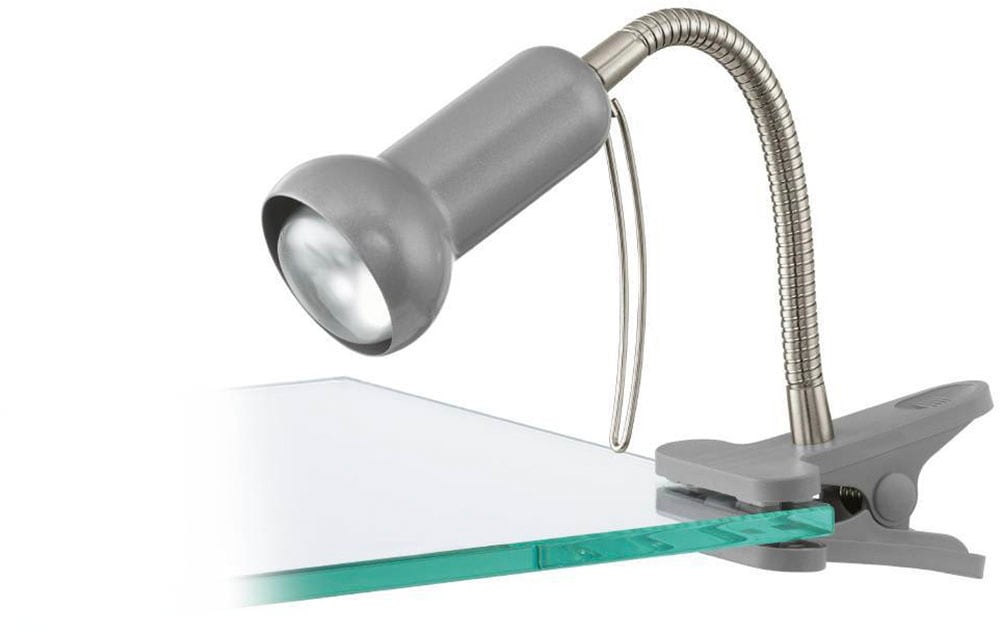 EGLO Klemmleuchte »FABIO Klemmspot, silber, exkl. Leuchtmittel E14, mit Klemme, Büro«, 1 flammig, Leuchtmittel E14 | Leuchtmittel wechselbar-ohne Leuchtmittel, Klemmlampe, Leselampe, Schalter, flexibler Leuchtenhalts, Höhe: 30cm