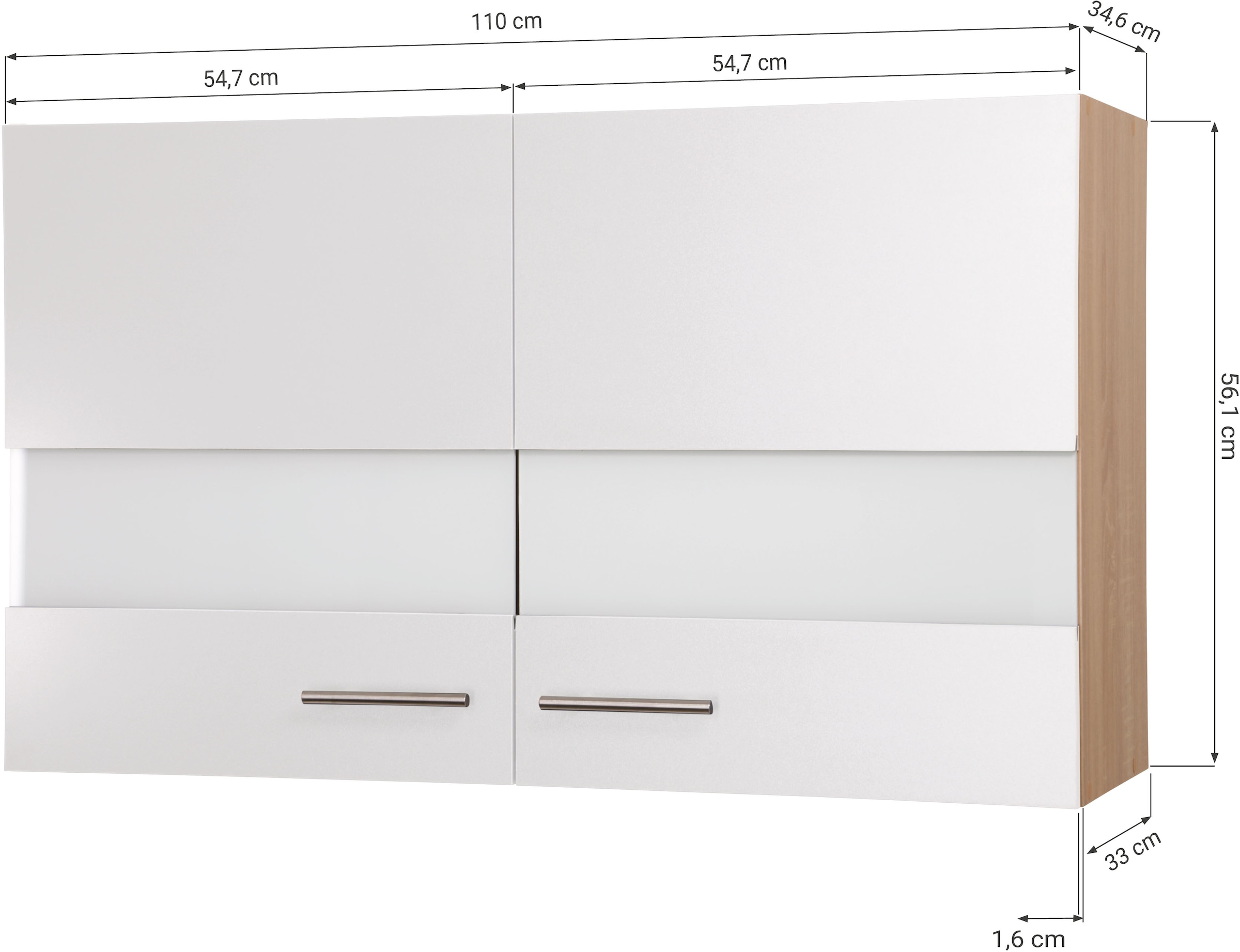 RESPEKTA Hängeschrank »Merle« Breite 110 cm, mit Soft-Close Funktion, Stangengriffe aus Metall