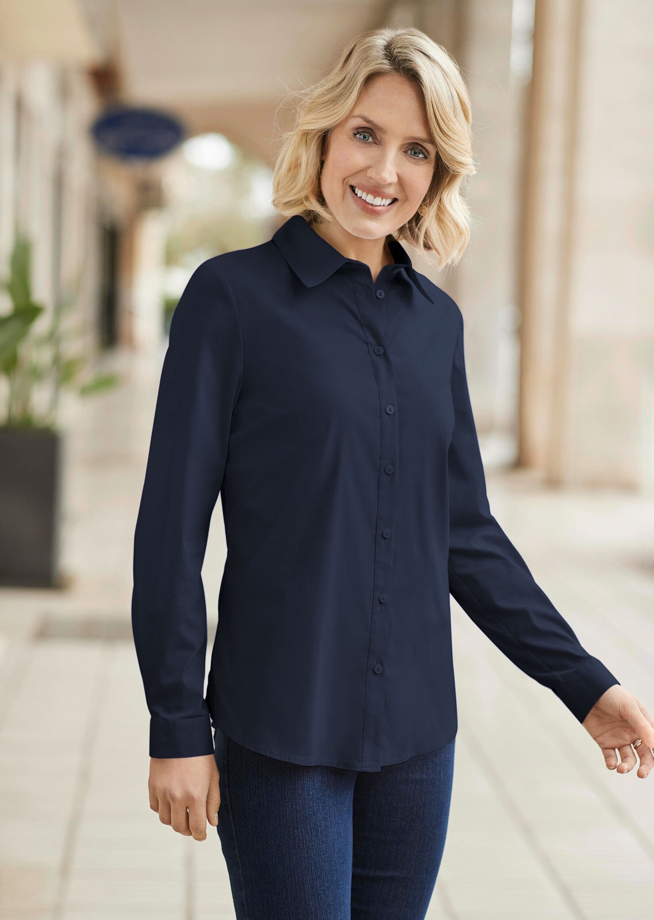 GOLDNER Langarmbluse »Unentbehrliche Langarmbluse mit Elasthananteil« Seitenschlitze für mehr Bewegungsfreiheit