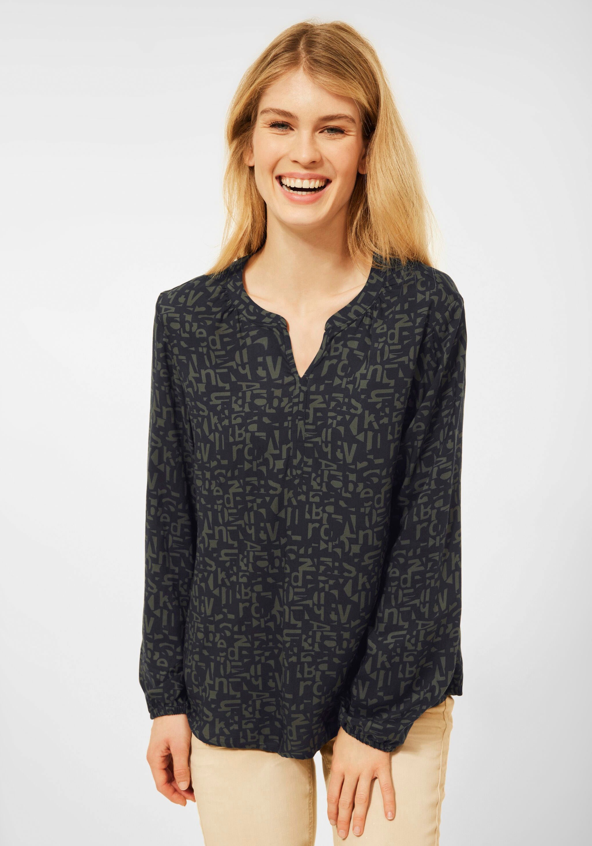 Cecil Druckbluse, mit All-Over-Wordingprint