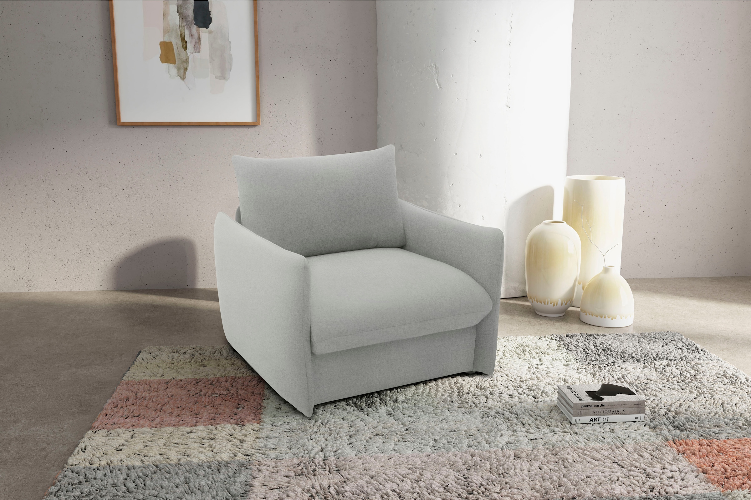 DOMO collection Sessel »700023 wandelbar zum Loungesessel, Relaxliege und Gästebett«, Schlaffunktion, Federkern, stabile Liegefläche ca. 70 x 195 cm