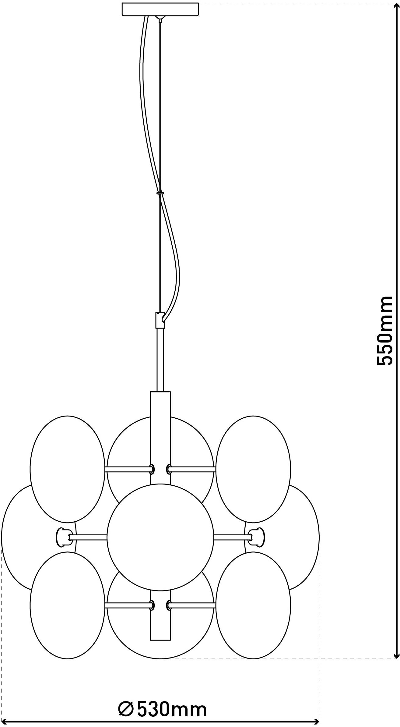 näve Pendelleuchte »Orion« G9 1 Stk. messing-matt, 9 flachen Rundgläser in amber, exkl. G9, Höhe 55cm