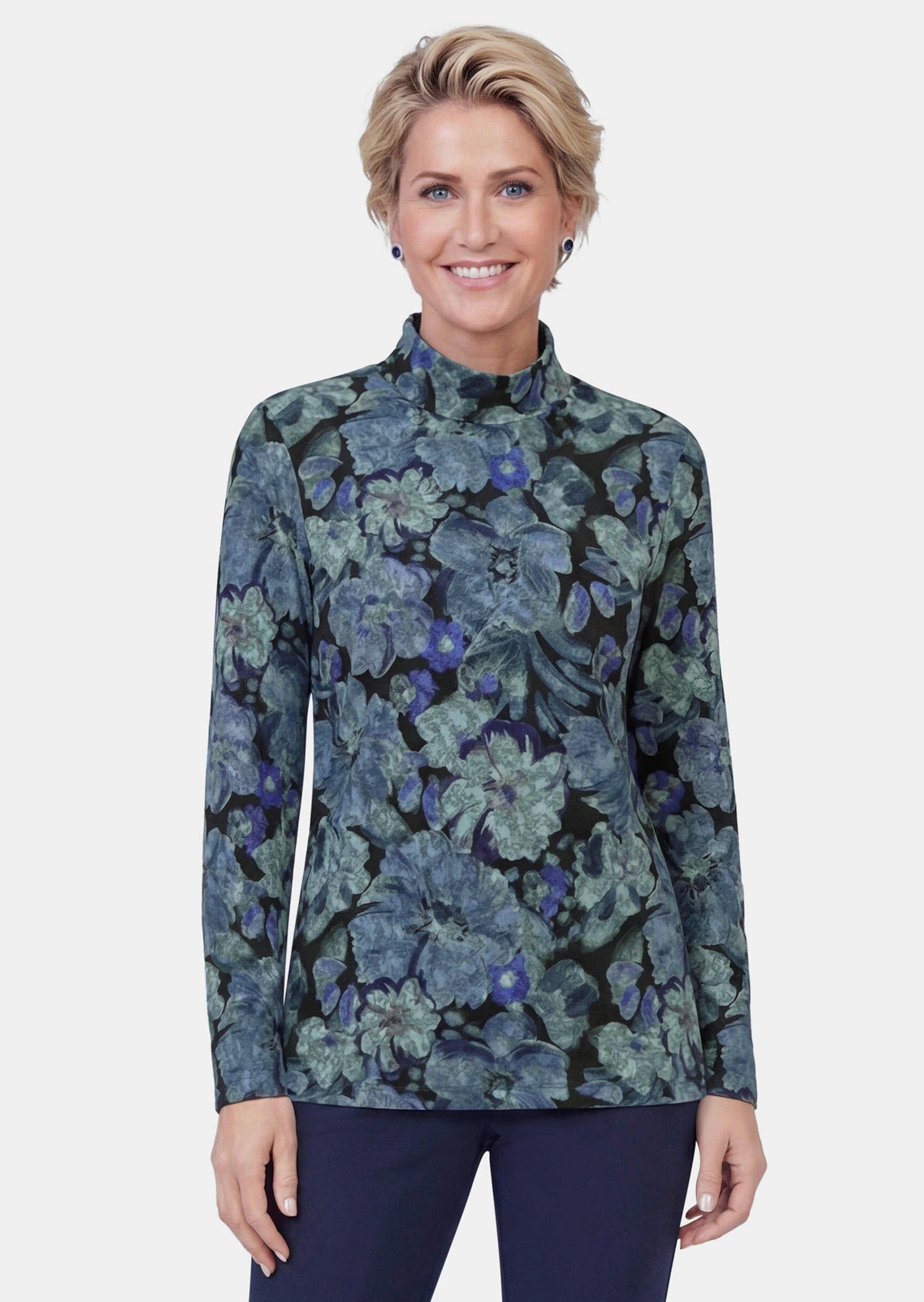 GOLDNER Print-Shirt »Langarmshirt mit Blumen« stretchbequemer Flausch-Jersey