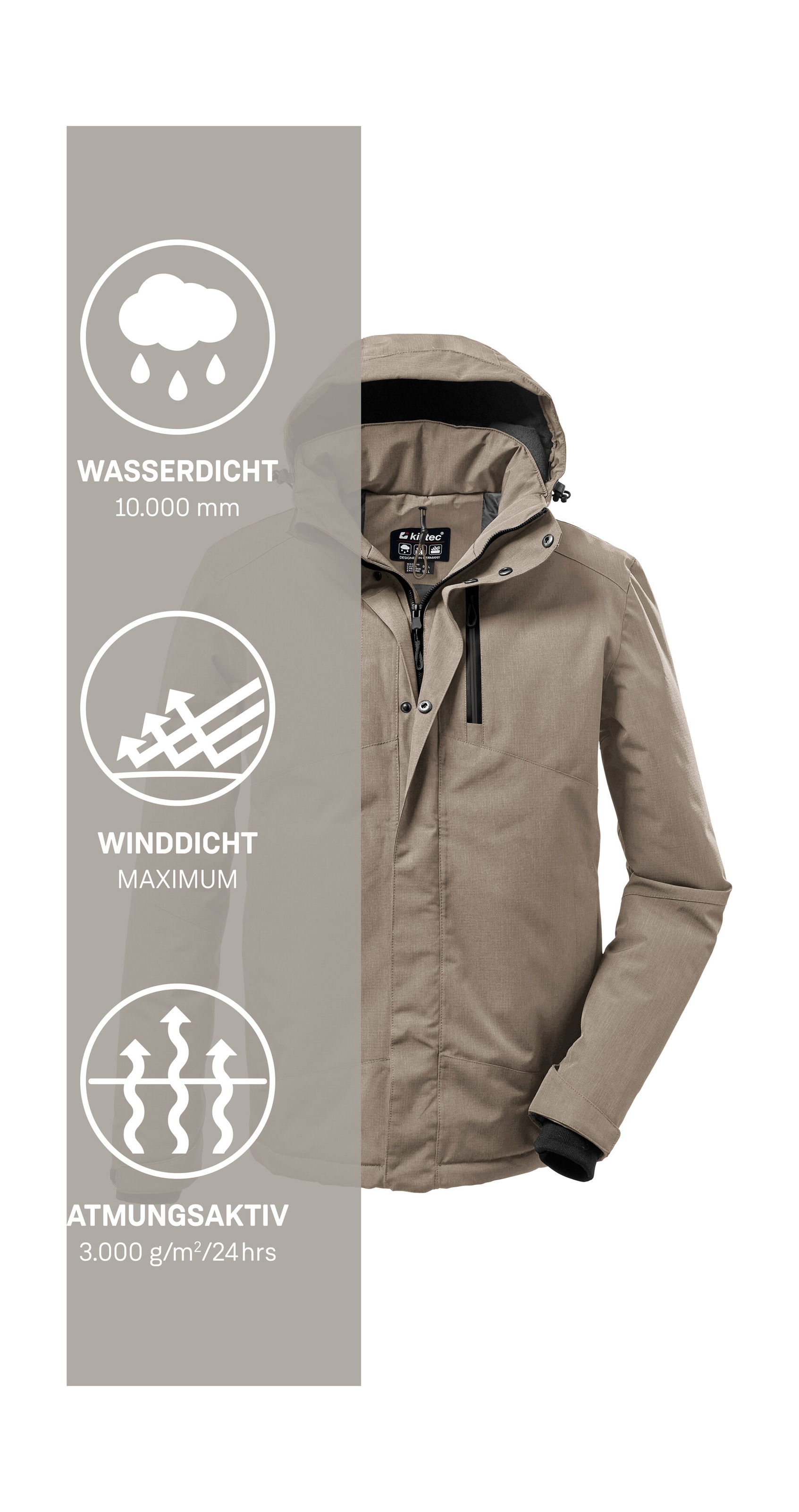Killtec Outdoorjacke »KOW 161 MN JCKT« Wasser- und winddichte Funktionsjacke mit abnehmbarer Kapuze