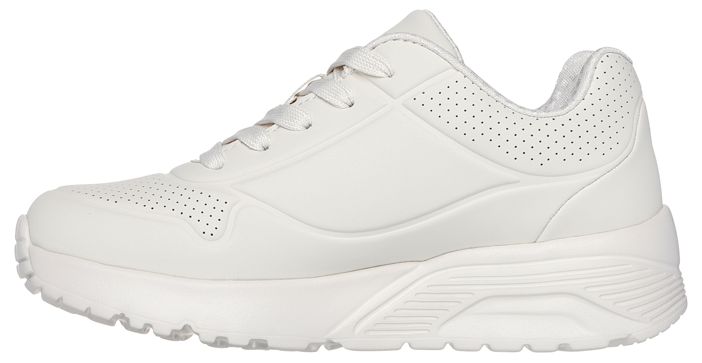 Skechers Plateausneaker »Skechers x JGoldcrown: Uno Lite - Metallic Love«  , Schnürschuh, Keilsneaker mit Herzchen im Metallic Look bedruckt