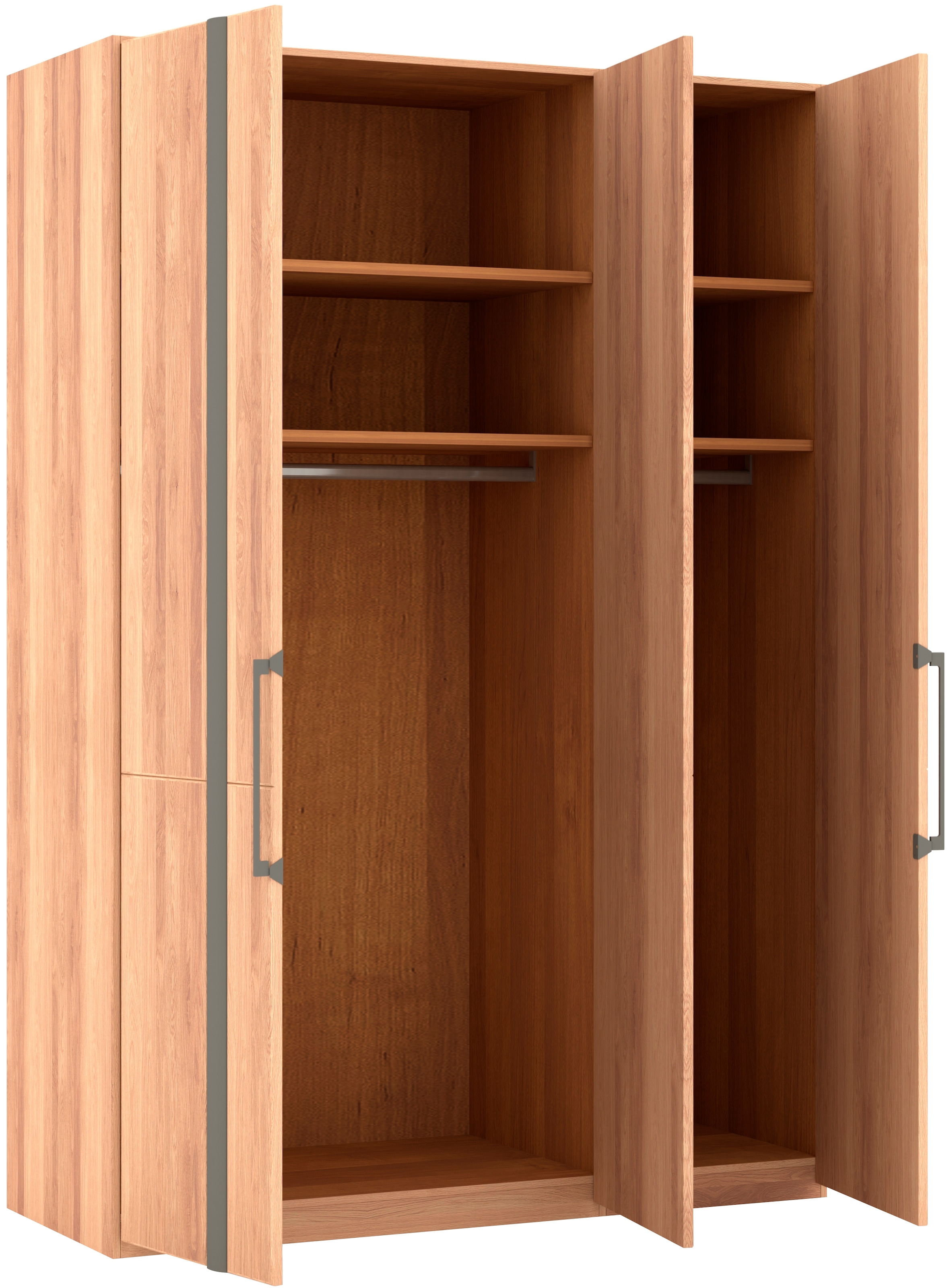 Musterring Drehtürenschrank »Sorrent, Kleiderschrank, teilmassiv Eiche«, (mit Türdämpfern, in 5 Breiten & 2 Höhen, extra Böden, MADE IN GERMANY), Türen in Eiche massiv mit Absetzung in Schiefer, verschiedene Maße