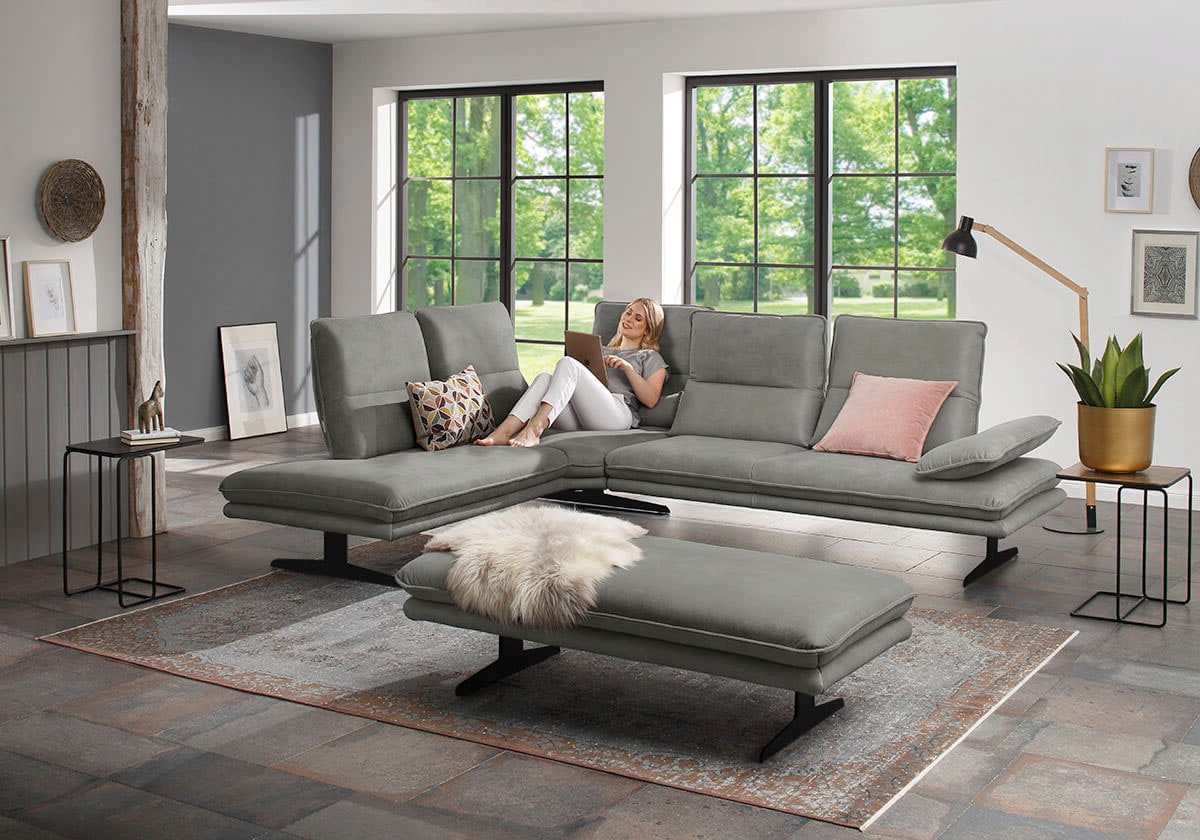 W.SCHILLIG Ecksofa »broadway, Designsofa, toller Sitzkomfort, zeitlos, elegant, L-Form« Sitztiefenverstellung, Kopfteil- & Seitenteilverstellung, Breite 284cm