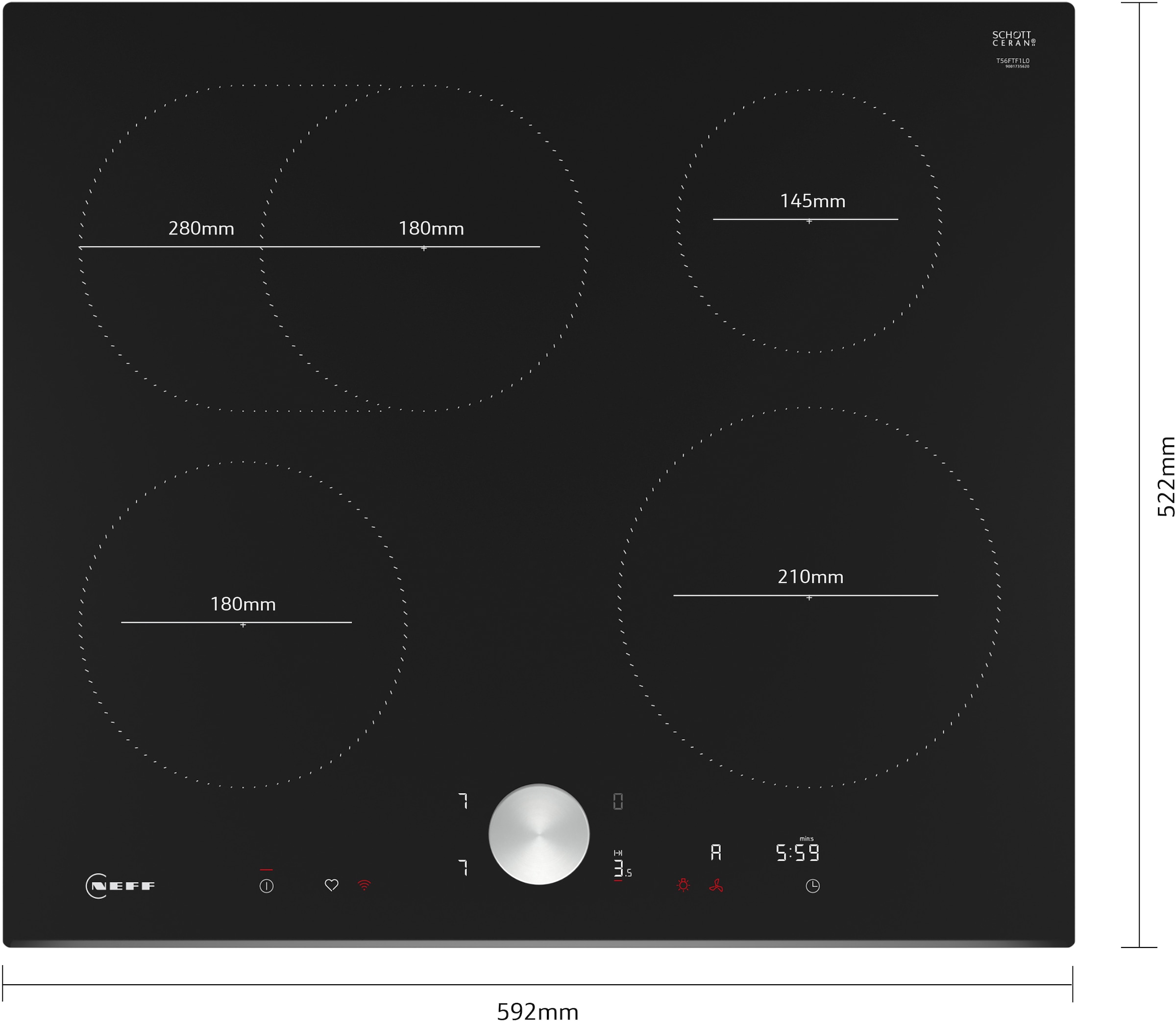 NEFF Induktions-Kochfeld von SCHOTT CERAN® »T56FTF1L0«, mit intuitiver Twist Pad® Bedienung