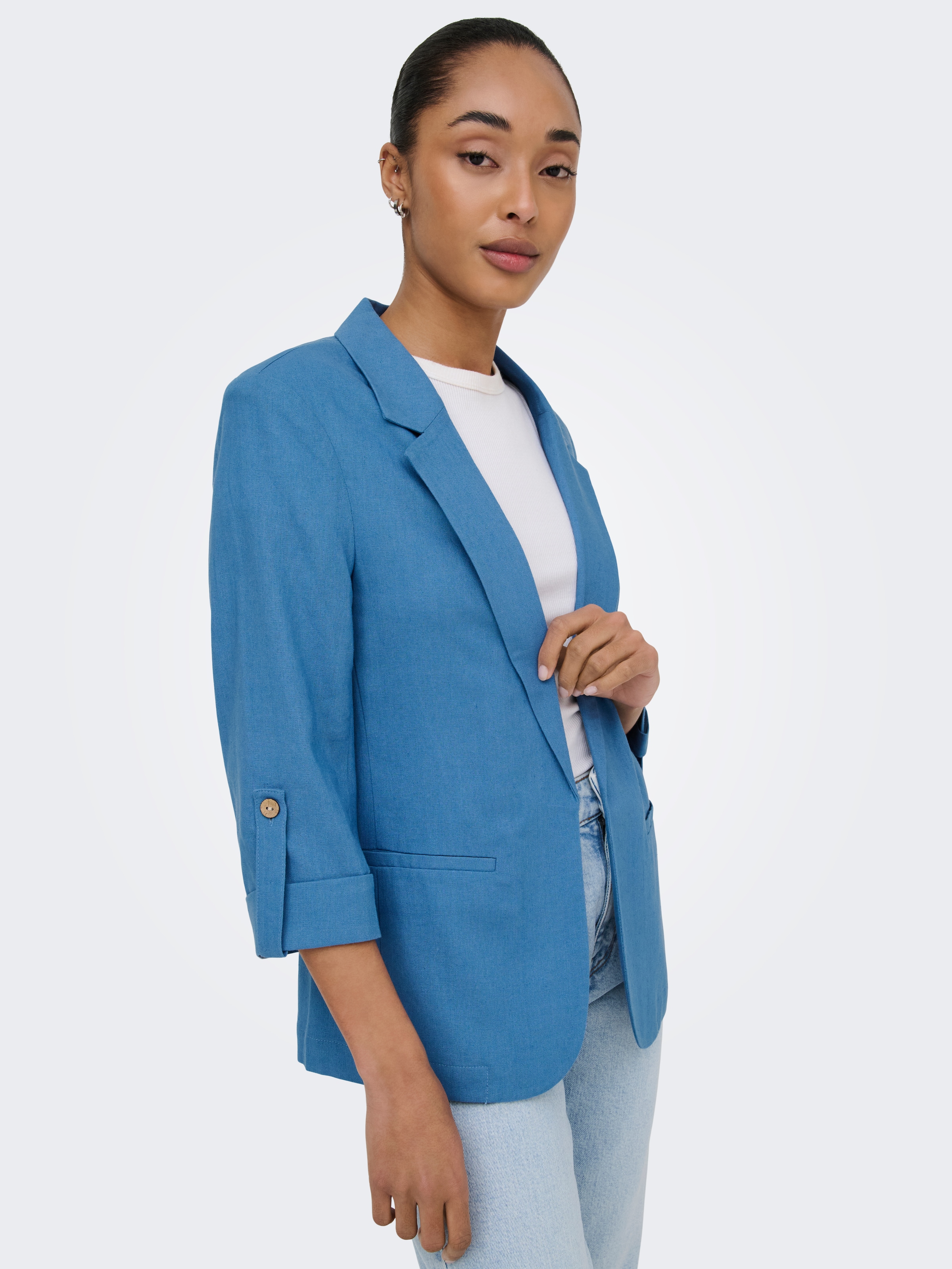 ONLY Kurzblazer »ONLGOA 3/4 UNLINE LINEN BL BLAZER CC TLR« mit Leinen