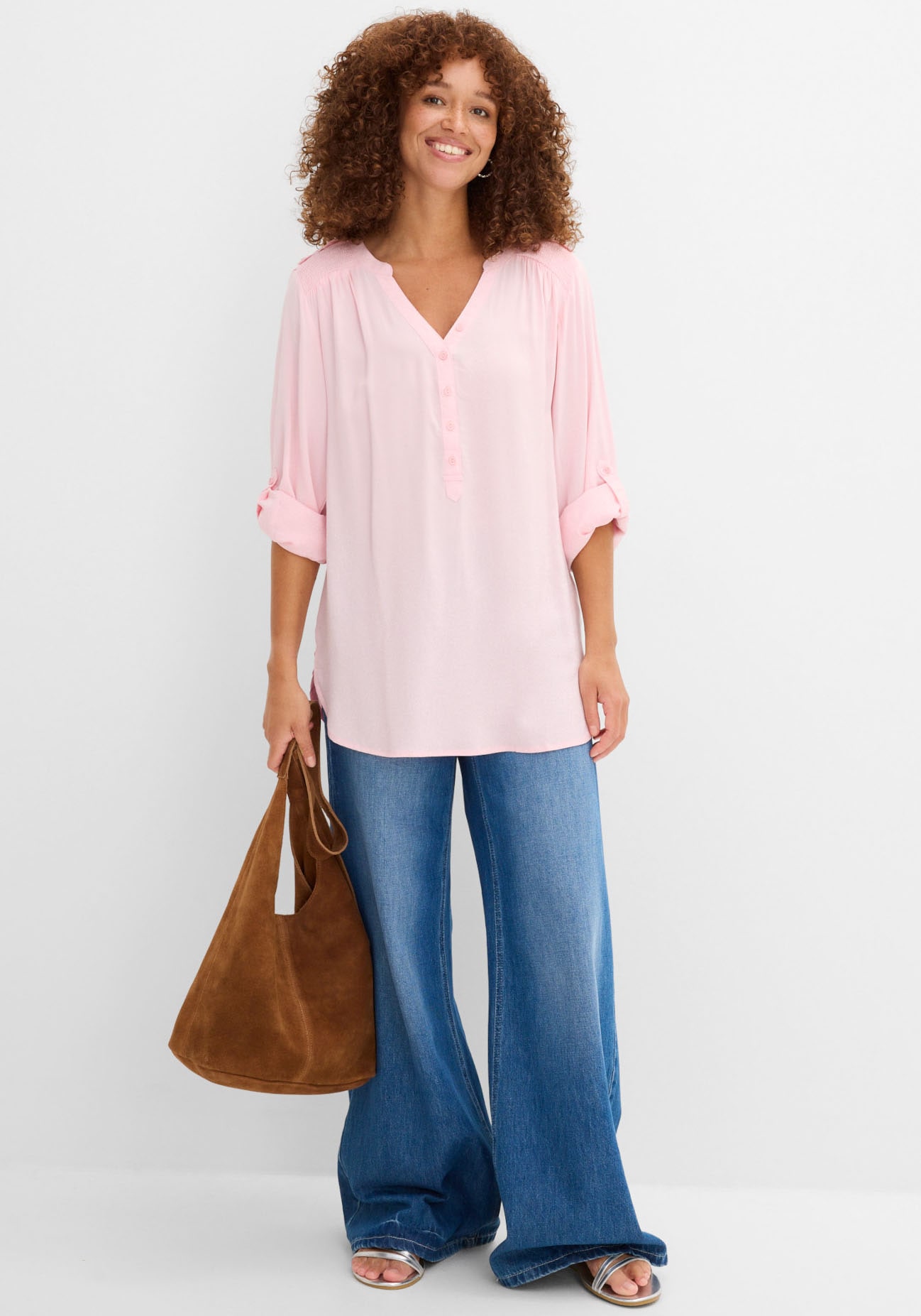 bonprix Tunika »Tunikabluse aus softer Viskose« Casual Stil, Regular Fit, mit Rundsaum, mit Knopfleiste