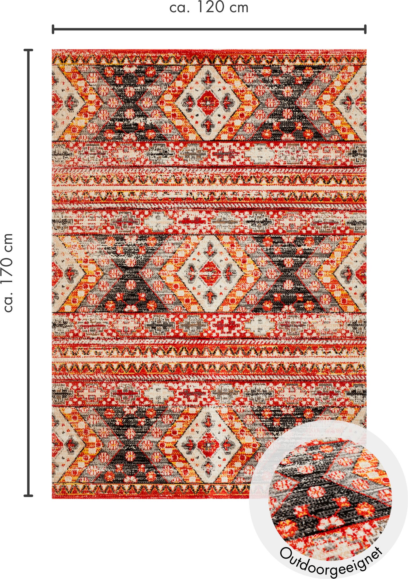 Andiamo Teppich »Colore«, rechteckig, 6 mm Höhe, verschieden Designs, In- und Outdoor geeignet, Wohnzimmer