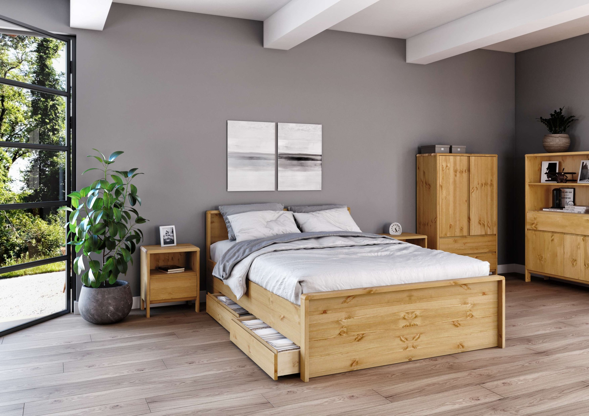 OTTO home Massivholzbett »Luven, hohe Belastbarkeit! FSC® zertifiziertes Massivholz« Breite/Belastbarkeit 180cm/220 KG, 140cm/180 KG,  aus massiver Kiefer im schlichten Design