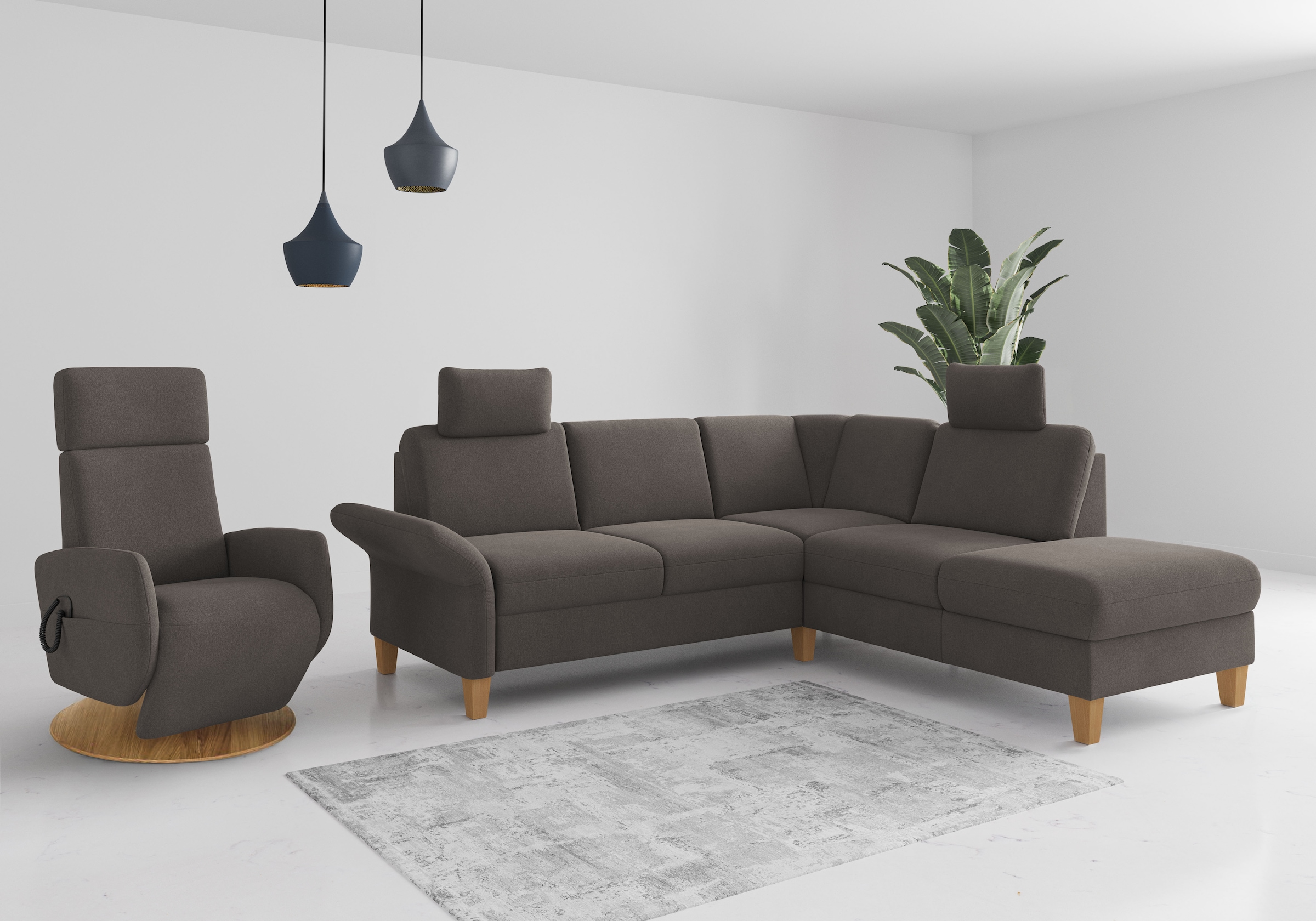 Home affaire Ecksofa »Rochelle, L-Form«, wahlweise mit Armteilverstellung, Bettfunktion und Bettkasten