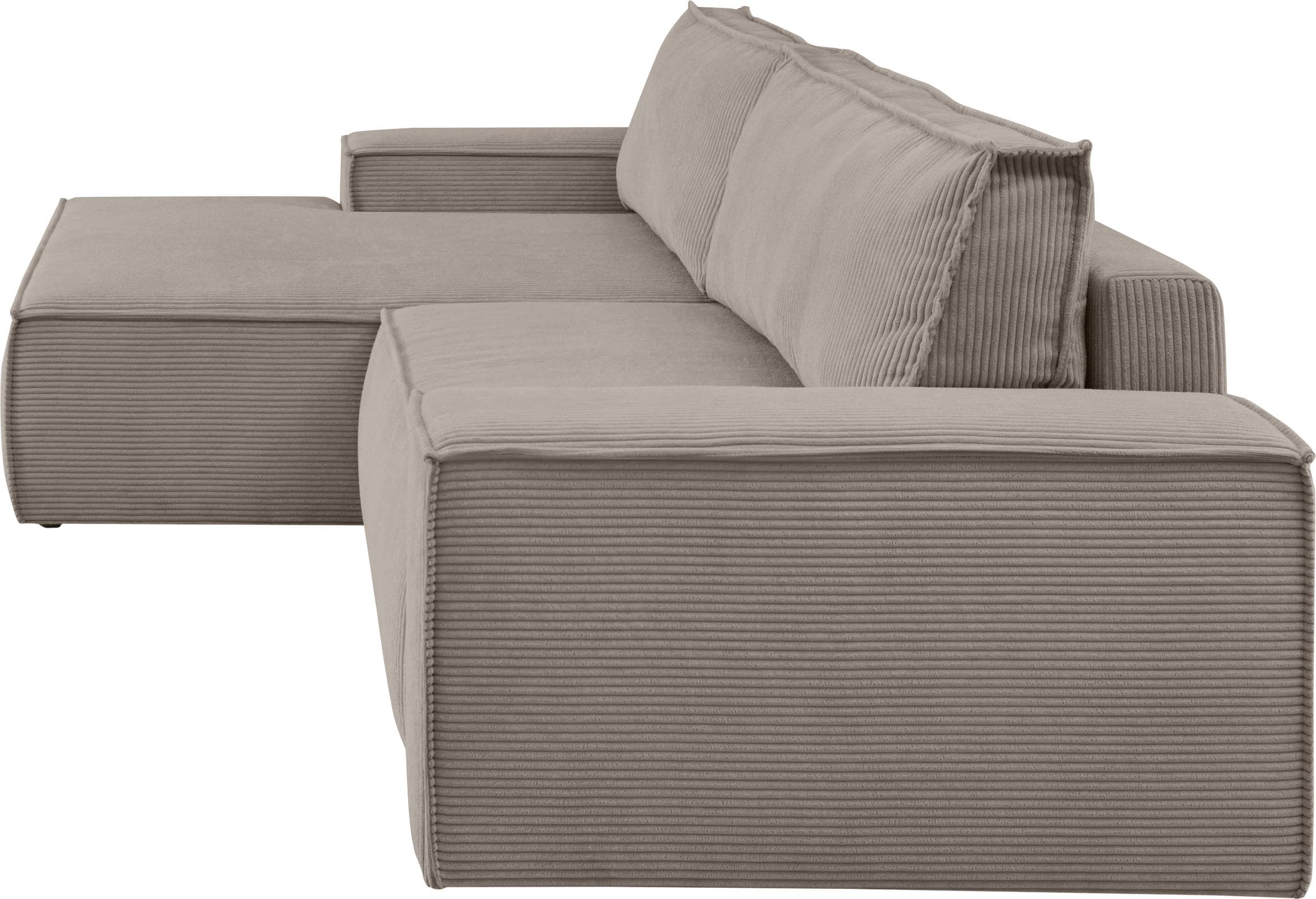 Home affaire Ecksofa »SHERWOOD Schlafsofa 267 cm, L-Form,«, Schlaffunktion mit Bettkasten (210x136 cm), Cord, Vintage, Samtvelours