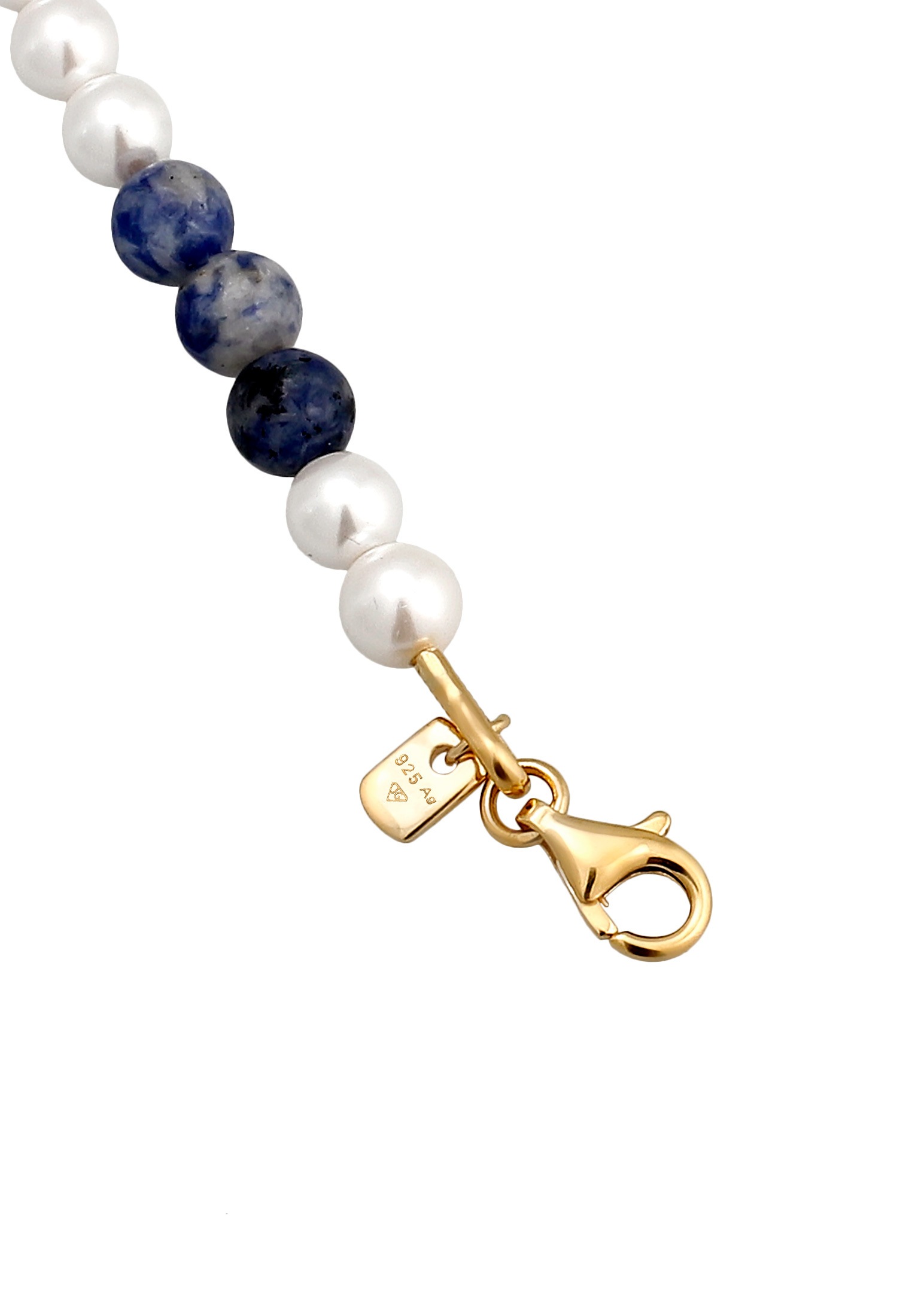 Kuzzoi Armkette »Armband Perlen Achat Blau 925 Sterling Silber vergoldet«