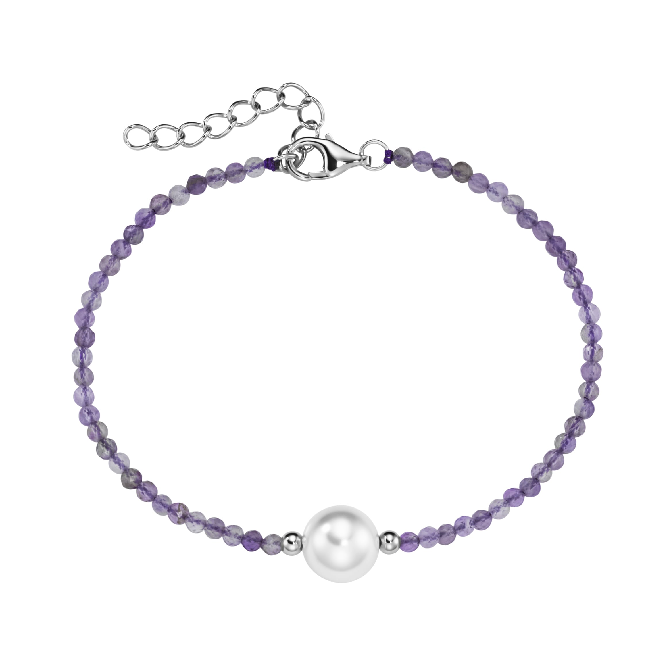 Armband »Armband mit Edelstein-Kugeln + Muschelkern-Perle, Silber 925«